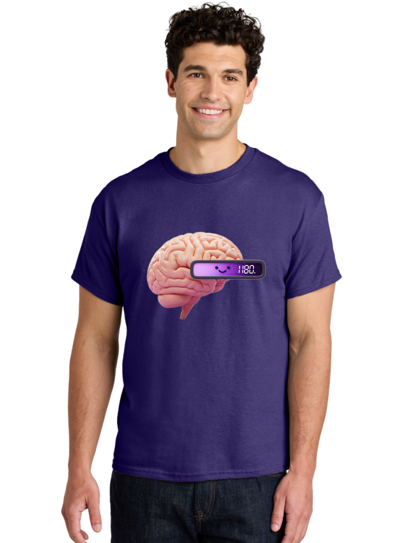 Brain-180 Men'S Graphic Tee, 100% Cotton, Comfortable Casual Summer Wear, Machine Washable, Human Brain, Brain Health, Mental Wellness, Mood Score, Happy Face, Score 180, Emotional Intelligence, Mental State Baa201