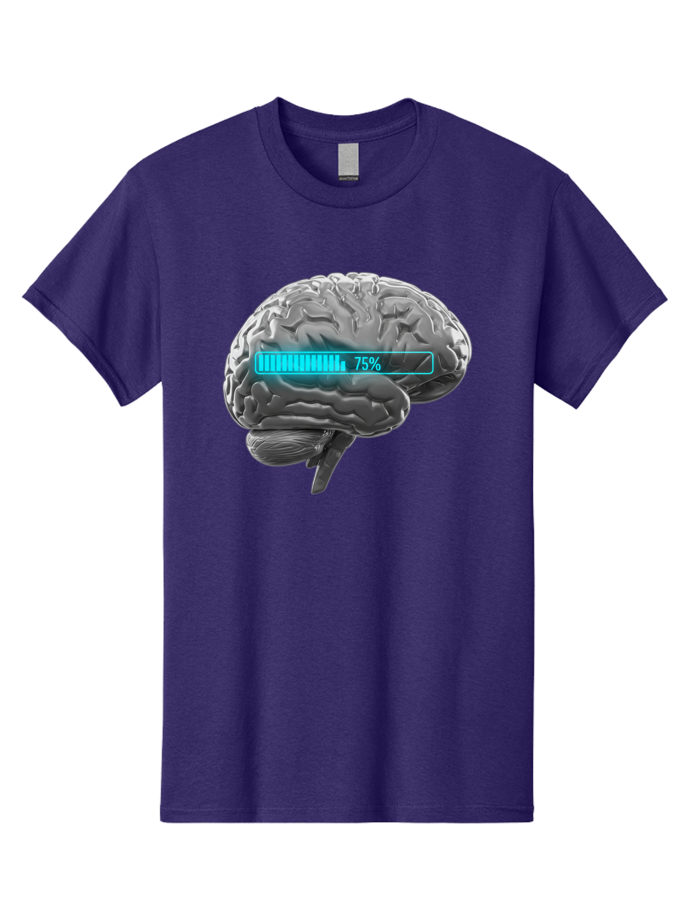 Brain-75 Men'S Graphic Tee, 100% Cotton, Comfortable Casual Summer Wear, Machine Washable, Human Brain, Cognitive Function, Mental Capacity, Brain Activity, Neurological Health, Mental Performance, 75% Battery, Brain Power Baa203