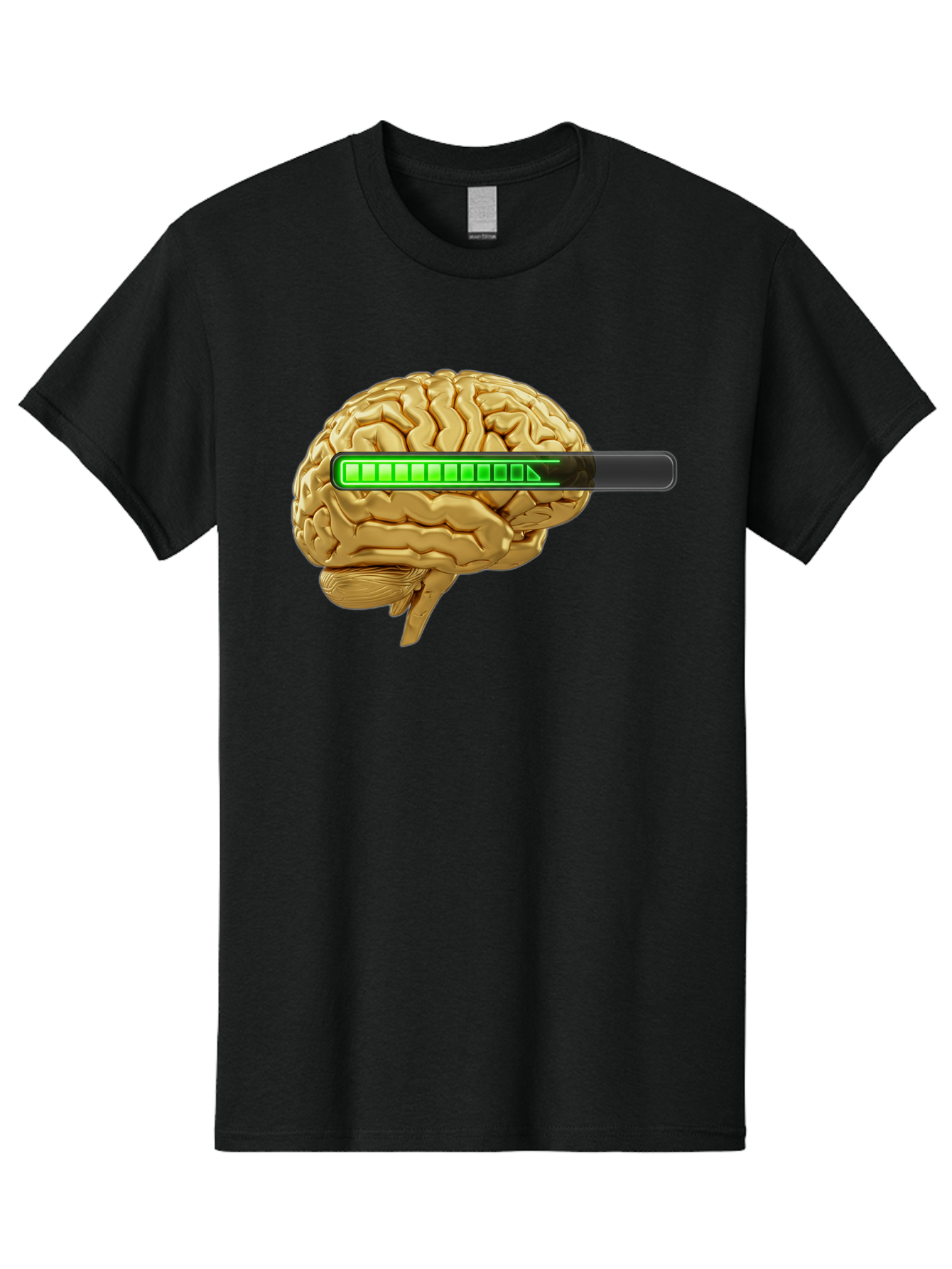 Brain-Battery Men'S Graphic Tee, 100% Cotton, Comfortable Casual Summer Wear, Machine Washable, Human Brain, Charging Battery, Digital Illustration, Green Battery Bar, Cognitive Enhancement, Brain Power, Neuroscience, Futuristic Concept, Baa204