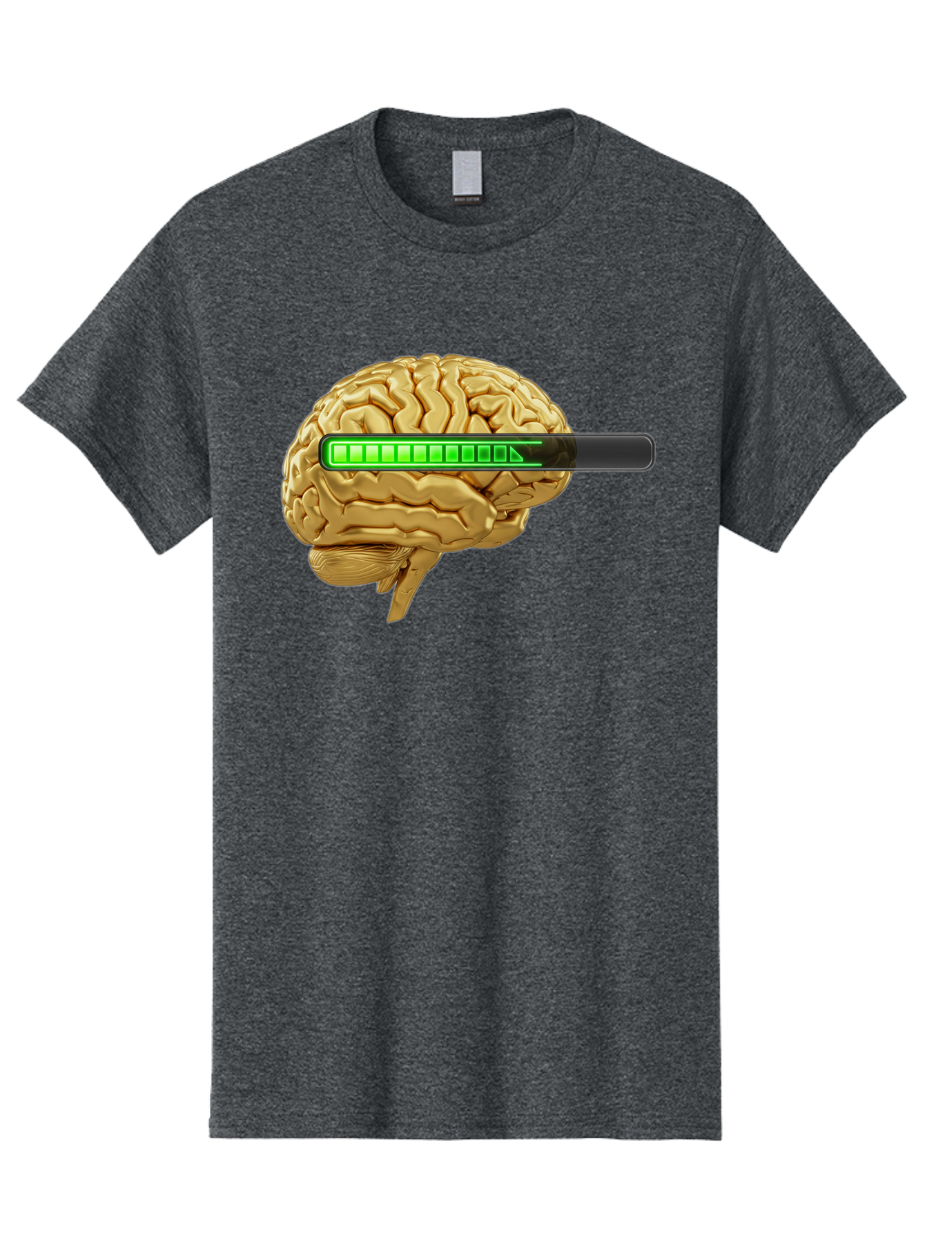 Brain-Battery Men'S Graphic Tee, 100% Cotton, Comfortable Casual Summer Wear, Machine Washable, Human Brain, Charging Battery, Digital Illustration, Green Battery Bar, Cognitive Enhancement, Brain Power, Neuroscience, Futuristic Concept, Baa204