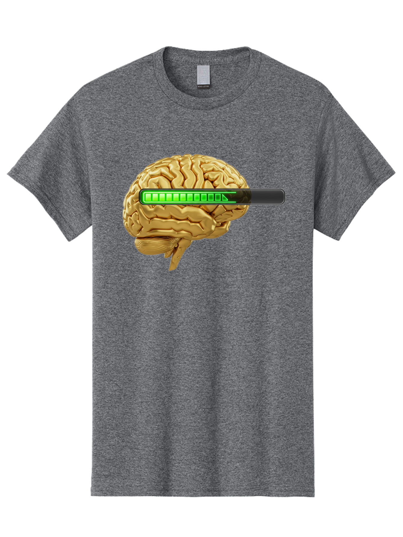 Brain-Battery Men'S Graphic Tee, 100% Cotton, Comfortable Casual Summer Wear, Machine Washable, Human Brain, Charging Battery, Digital Illustration, Green Battery Bar, Cognitive Enhancement, Brain Power, Neuroscience, Futuristic Concept, Baa204