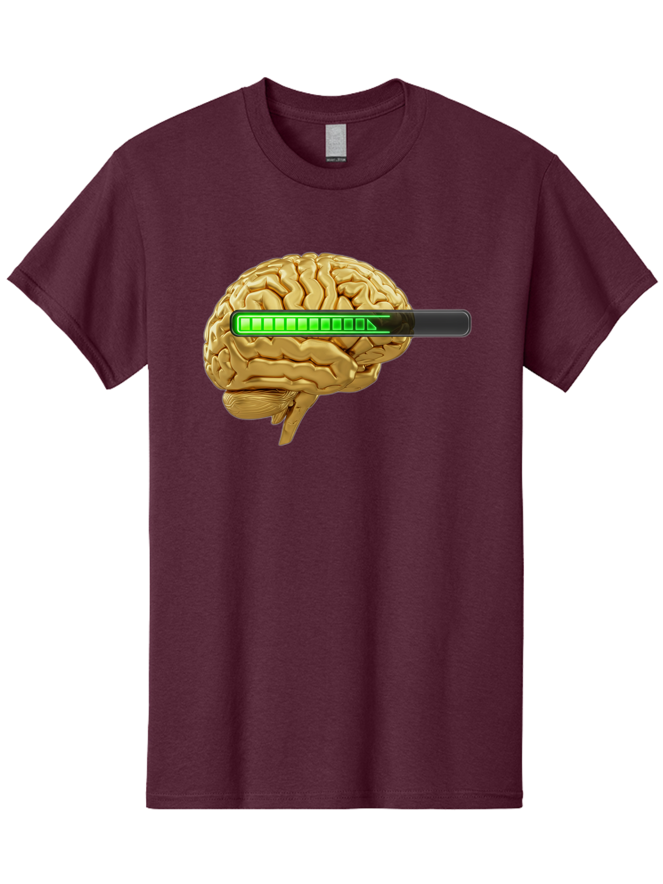Brain-Battery Men'S Graphic Tee, 100% Cotton, Comfortable Casual Summer Wear, Machine Washable, Human Brain, Charging Battery, Digital Illustration, Green Battery Bar, Cognitive Enhancement, Brain Power, Neuroscience, Futuristic Concept, Baa204
