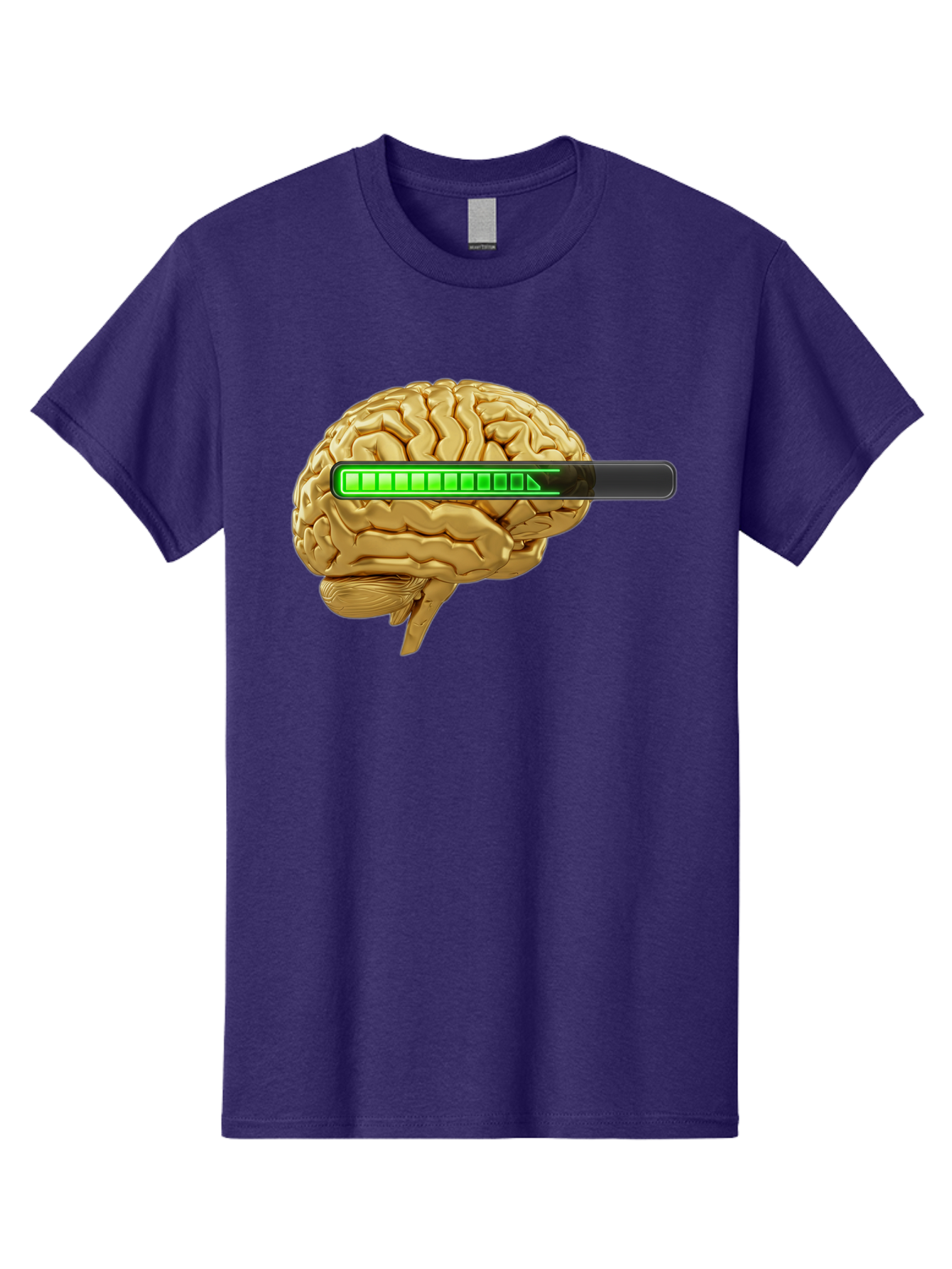 Brain-Battery Men'S Graphic Tee, 100% Cotton, Comfortable Casual Summer Wear, Machine Washable, Human Brain, Charging Battery, Digital Illustration, Green Battery Bar, Cognitive Enhancement, Brain Power, Neuroscience, Futuristic Concept, Baa204