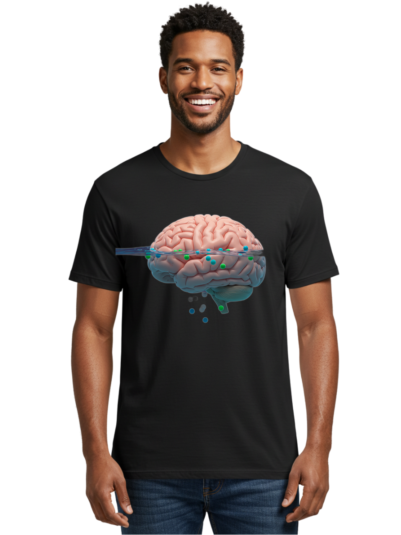 Brain-Being-Siphoned Men'S Graphic Tee, 100% Cotton, Comfortable Casual Summer Wear, Machine Washable, Human Brain, Neuroscience, Cognitive Function, Neurological Research, Brain Health, Neural Activity, Science Illustration, Medical Art, Baa205