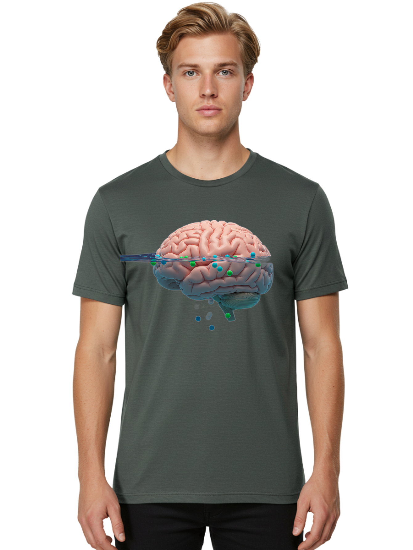 Brain-Being-Siphoned Men'S Graphic Tee, 100% Cotton, Comfortable Casual Summer Wear, Machine Washable, Human Brain, Neuroscience, Cognitive Function, Neurological Research, Brain Health, Neural Activity, Science Illustration, Medical Art, Baa205