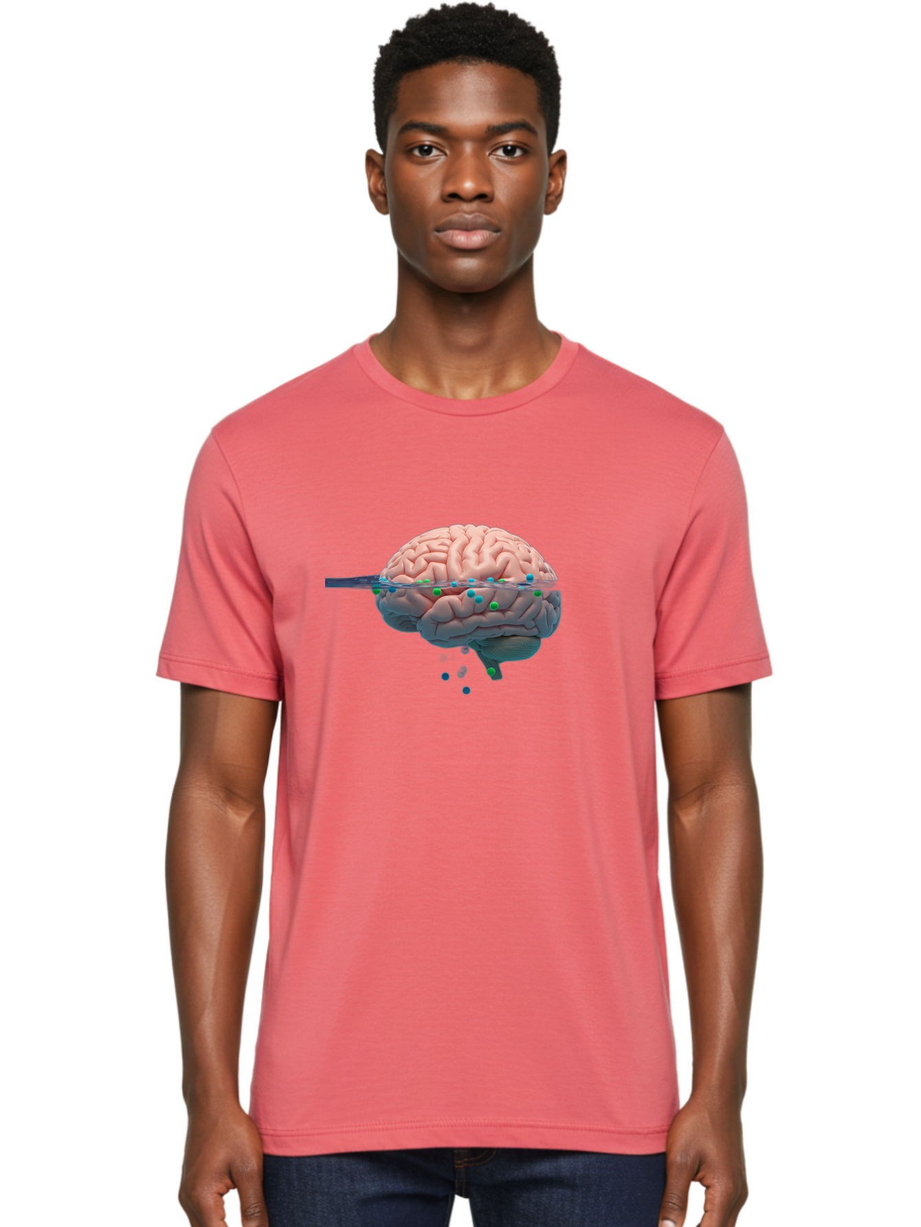 Brain-Being-Siphoned Men'S Graphic Tee, 100% Cotton, Comfortable Casual Summer Wear, Machine Washable, Human Brain, Neuroscience, Cognitive Function, Neurological Research, Brain Health, Neural Activity, Science Illustration, Medical Art, Baa205
