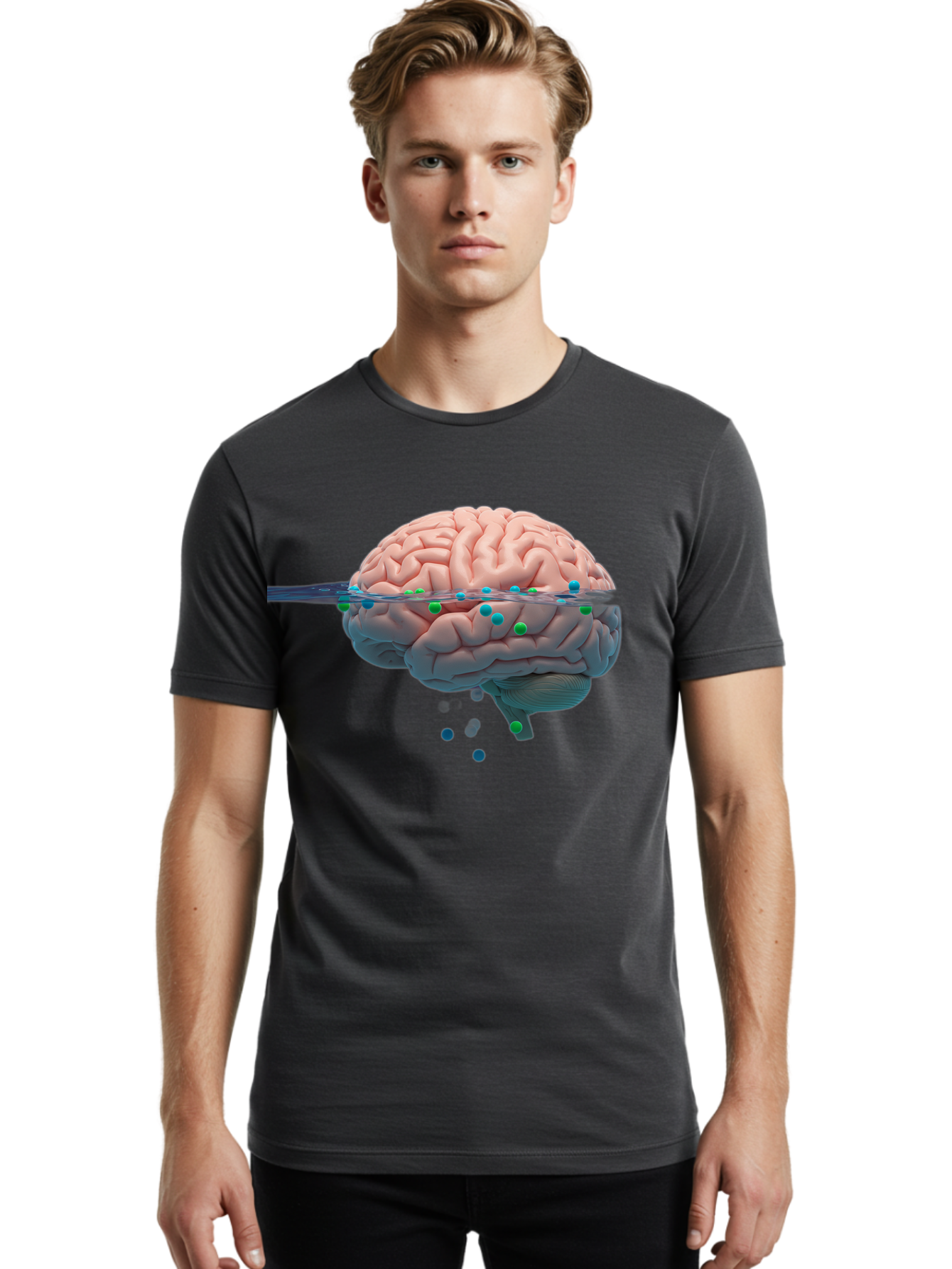 Brain-Being-Siphoned Men'S Graphic Tee, 100% Cotton, Comfortable Casual Summer Wear, Machine Washable, Human Brain, Neuroscience, Cognitive Function, Neurological Research, Brain Health, Neural Activity, Science Illustration, Medical Art, Baa205