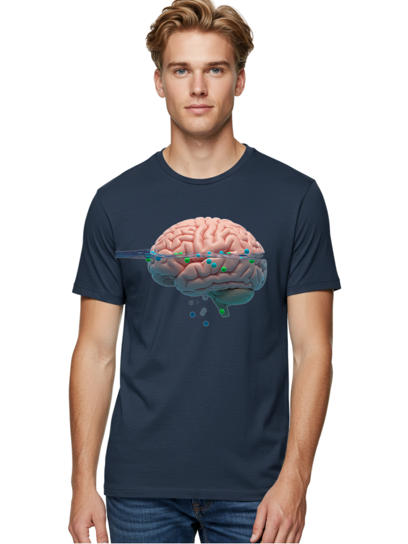 Brain-Being-Siphoned Men'S Graphic Tee, 100% Cotton, Comfortable Casual Summer Wear, Machine Washable, Human Brain, Neuroscience, Cognitive Function, Neurological Research, Brain Health, Neural Activity, Science Illustration, Medical Art, Baa205