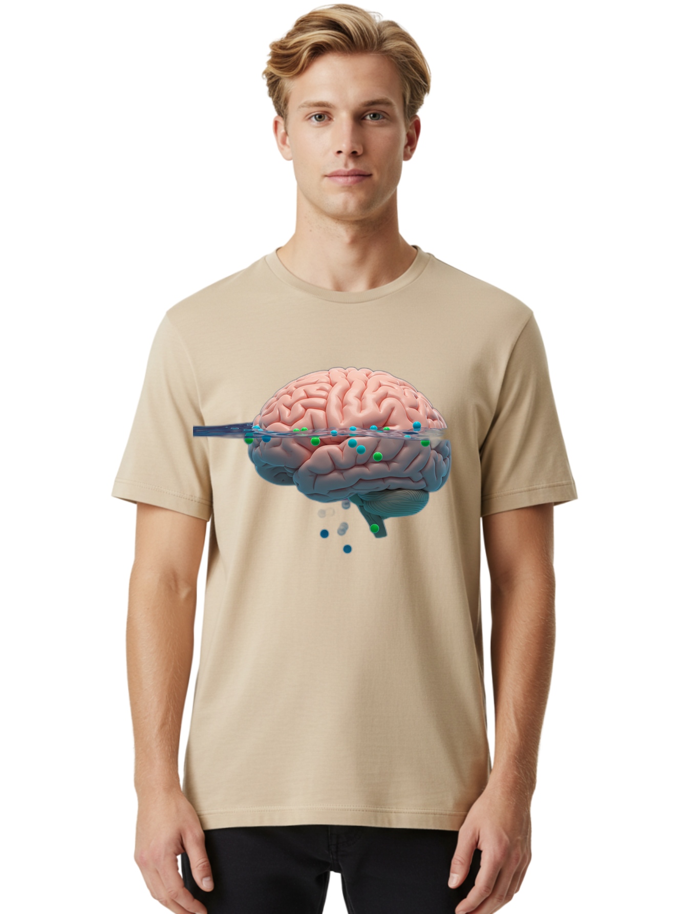 Brain-Being-Siphoned Men'S Graphic Tee, 100% Cotton, Comfortable Casual Summer Wear, Machine Washable, Human Brain, Neuroscience, Cognitive Function, Neurological Research, Brain Health, Neural Activity, Science Illustration, Medical Art, Baa205