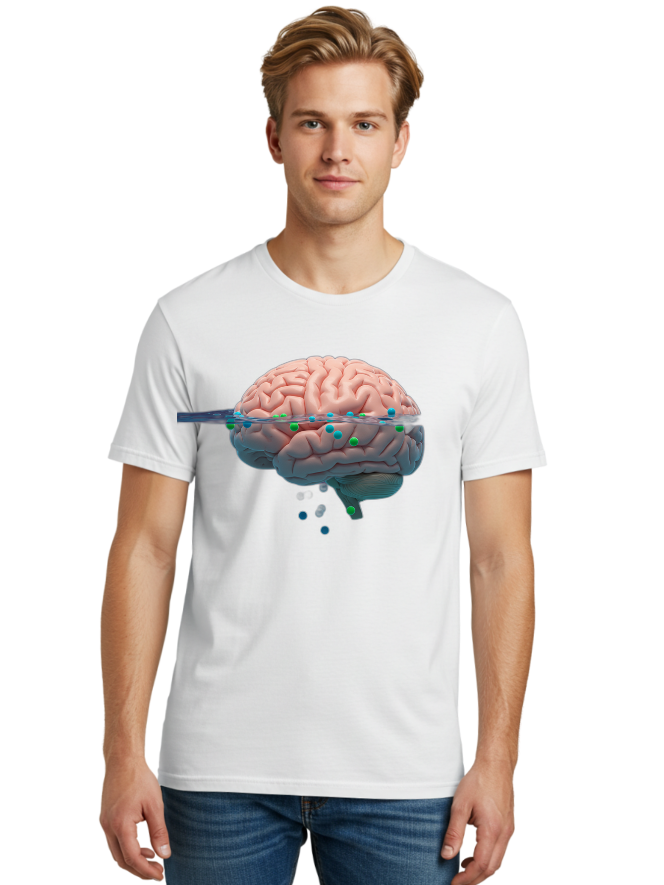 Brain-Being-Siphoned Men'S Graphic Tee, 100% Cotton, Comfortable Casual Summer Wear, Machine Washable, Human Brain, Neuroscience, Cognitive Function, Neurological Research, Brain Health, Neural Activity, Science Illustration, Medical Art, Baa205