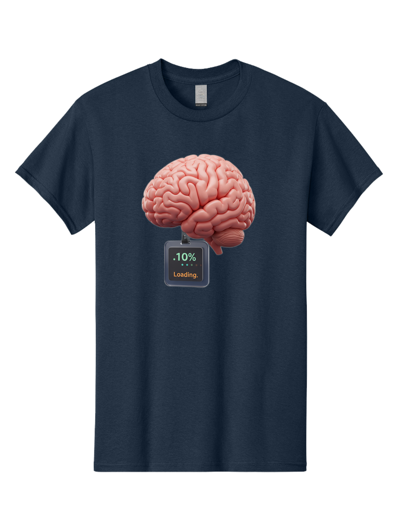 Brain-Charging Men'S Graphic Tee, 100% Cotton, Comfortable Casual Summer Wear, Machine Washable, Human Brain, Digital Loading, 10 Percent, Cognitive Function, Mental Processing, Progress Bar, Brain Power, Neural Activity Baa206