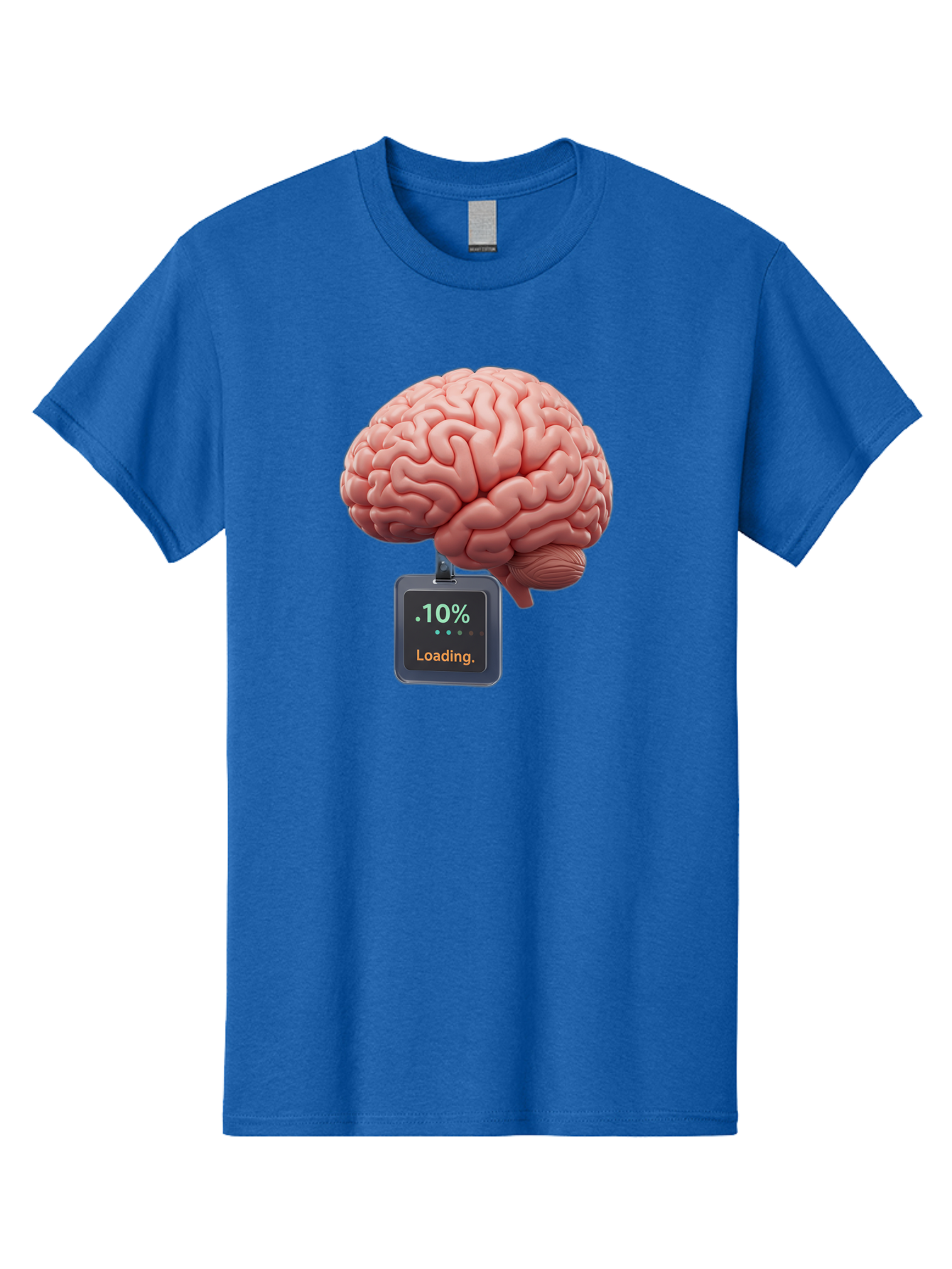 Brain-Charging Men'S Graphic Tee, 100% Cotton, Comfortable Casual Summer Wear, Machine Washable, Human Brain, Digital Loading, 10 Percent, Cognitive Function, Mental Processing, Progress Bar, Brain Power, Neural Activity Baa206