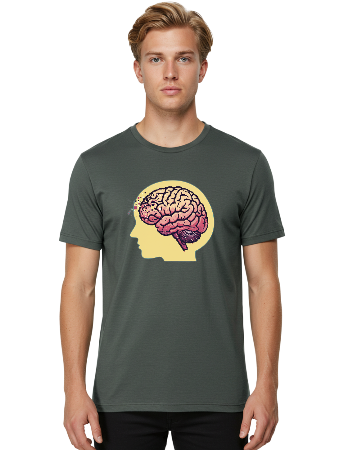 Brain-Drain Men'S Graphic Tee, 100% Cotton, Comfortable Casual Summer Wear, Machine Washable, Human Brain, Neuroscience, Mental Health, Cognitive Function, Psychology, Brain Activity, Thought Process, Neurological Disorder, Baa207