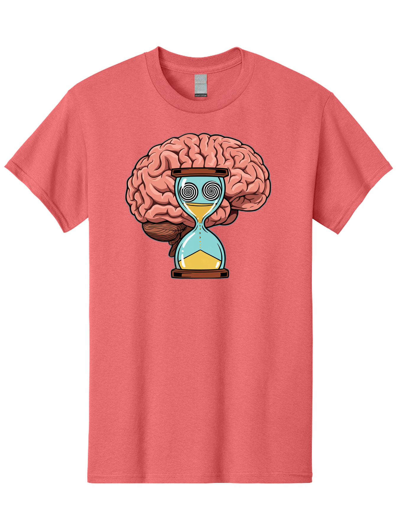 Brain-Hourglass Men'S Graphic Tee, 100% Cotton, Comfortable Casual Summer Wear, Machine Washable, Hourglass With Brain, Time Management, Productivity, Cognitive Function, Mental Clarity, Spiral Eyes, Sand Timer, Creative Thinking Baa208