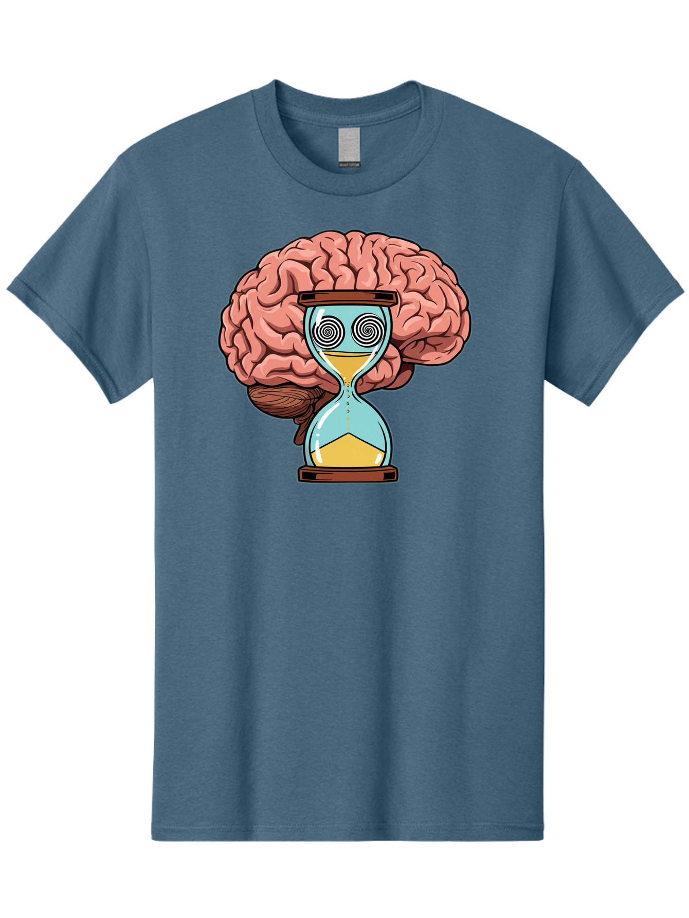 Brain-Hourglass Men'S Graphic Tee, 100% Cotton, Comfortable Casual Summer Wear, Machine Washable, Hourglass With Brain, Time Management, Productivity, Cognitive Function, Mental Clarity, Spiral Eyes, Sand Timer, Creative Thinking Baa208