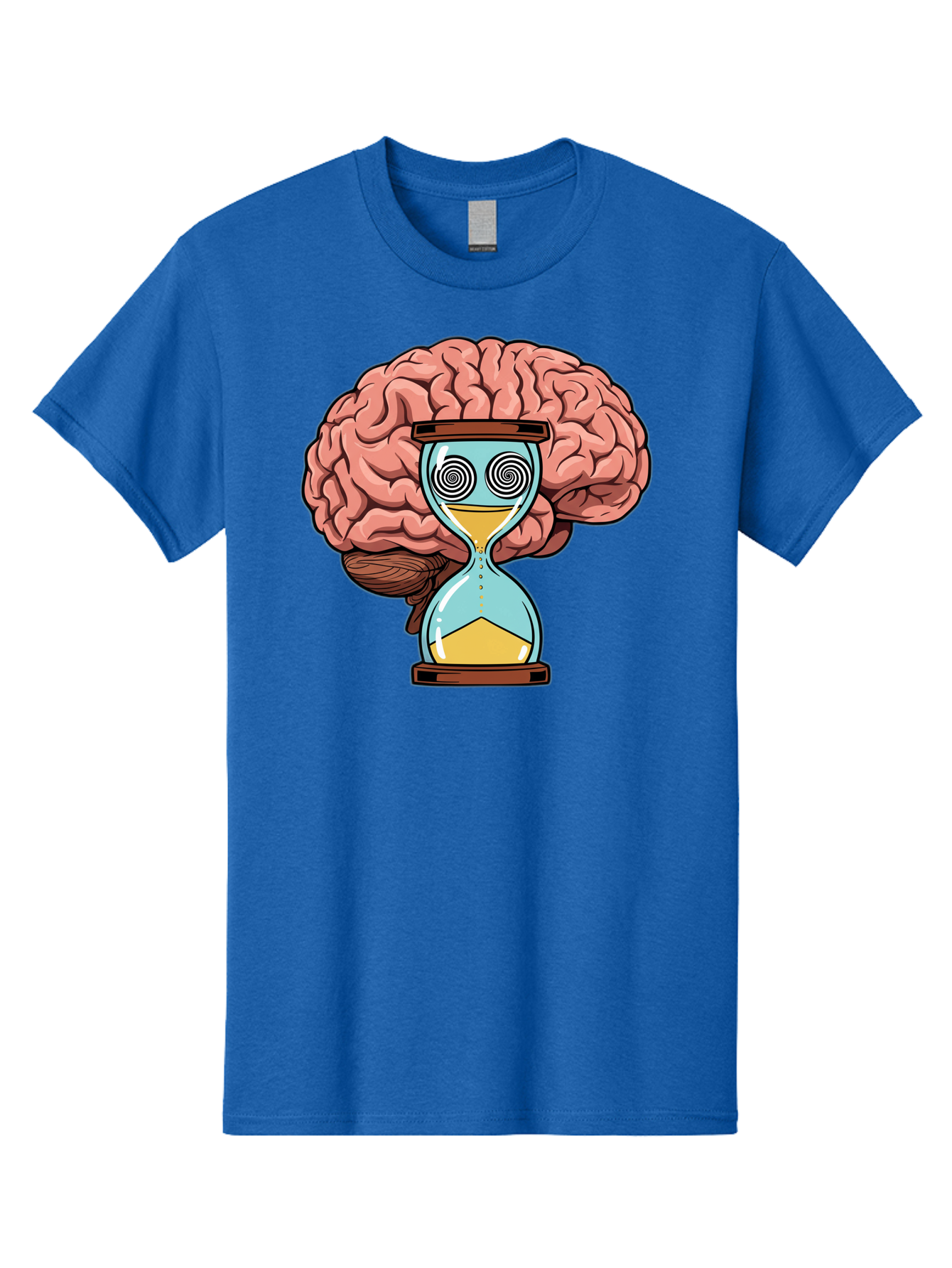 Brain-Hourglass Men'S Graphic Tee, 100% Cotton, Comfortable Casual Summer Wear, Machine Washable, Hourglass With Brain, Time Management, Productivity, Cognitive Function, Mental Clarity, Spiral Eyes, Sand Timer, Creative Thinking Baa208