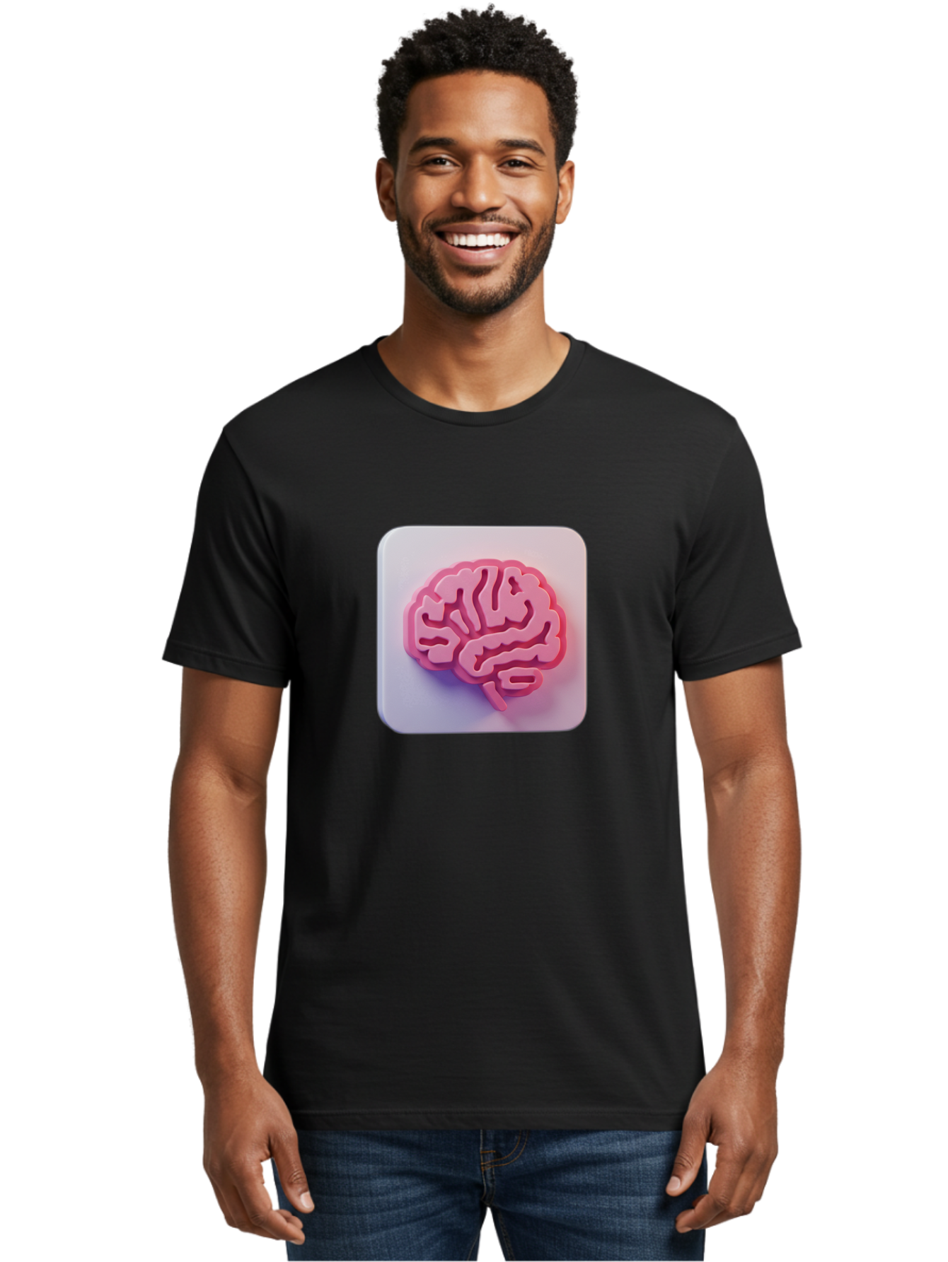 Brain-Icon Men'S Graphic Tee, 100% Cotton, Comfortable Casual Summer Wear, Machine Washable, Pink Brain Icon, Human Brain, Cognitive Function, Neuroscience, Brain Health, Medical Illustration, 3D Model Baa210