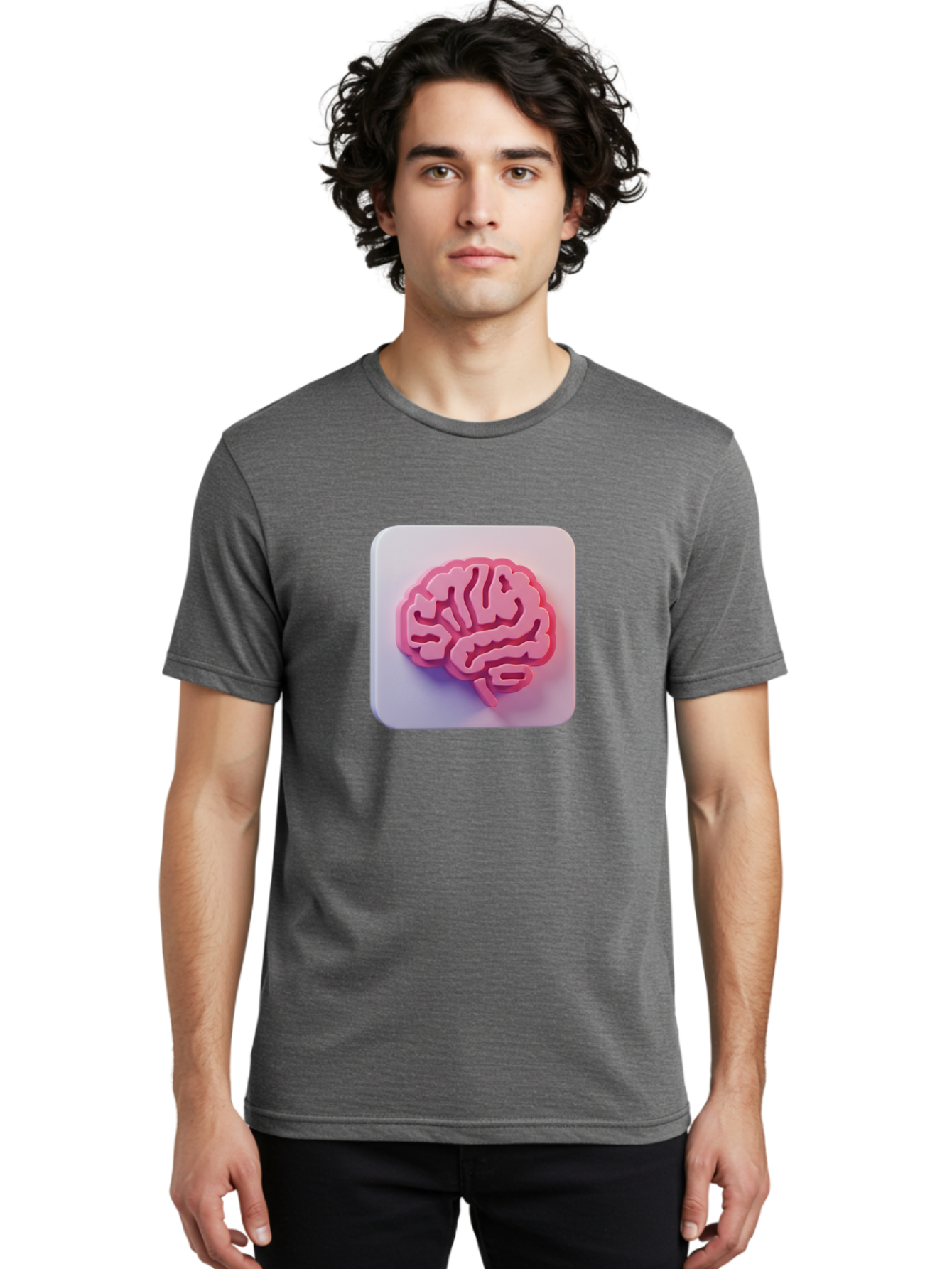 Brain-Icon Men'S Graphic Tee, 100% Cotton, Comfortable Casual Summer Wear, Machine Washable, Pink Brain Icon, Human Brain, Cognitive Function, Neuroscience, Brain Health, Medical Illustration, 3D Model Baa210