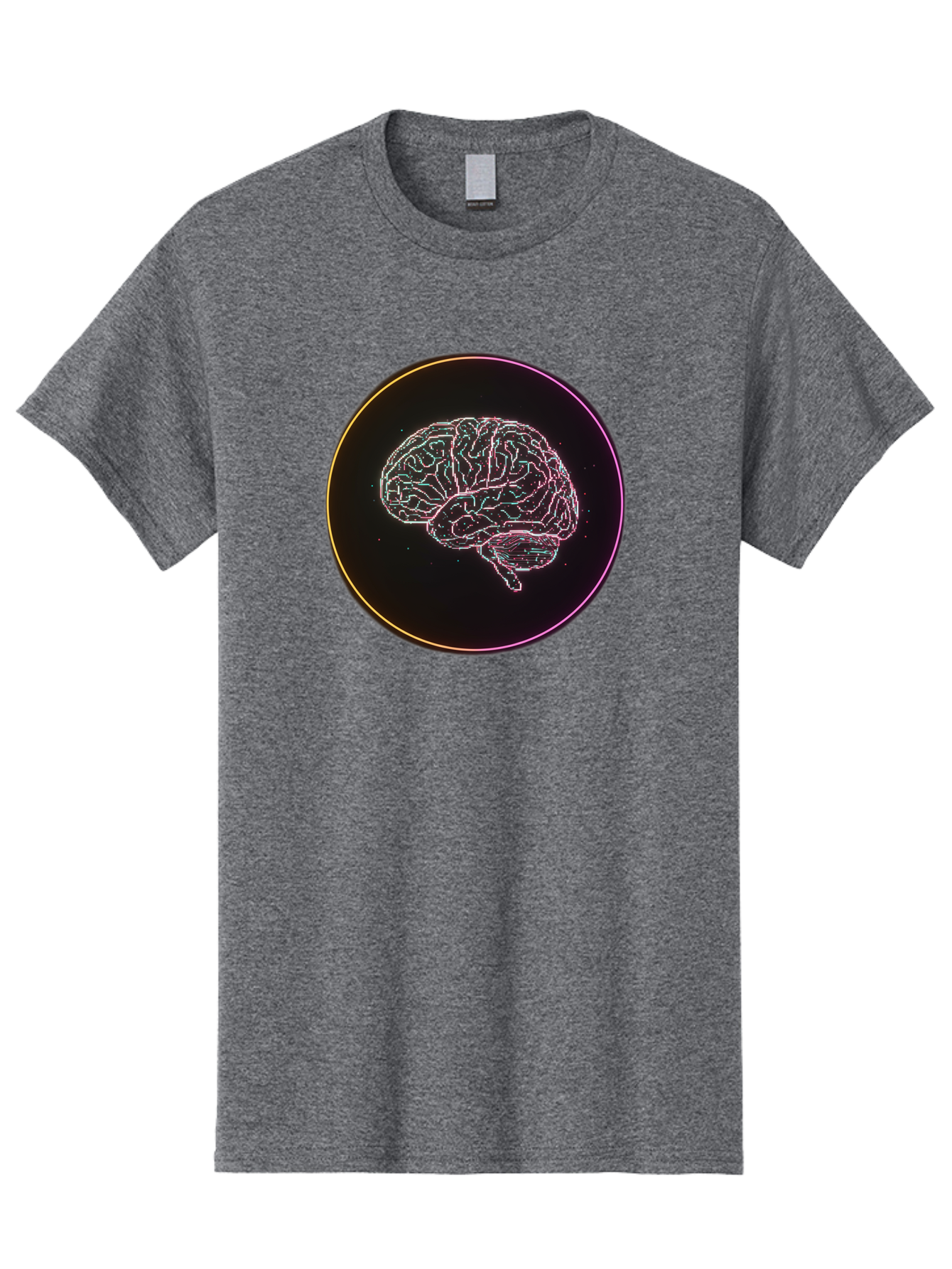 Brain-Illustration Men'S Graphic Tee, 100% Cotton, Comfortable Casual Summer Wear, Machine Washable, Human Brain, Neon Illustration, Futuristic Design, Glowing Lines, Abstract Art, Brain Function, Psychological Concept, Digital Artwork, Baa211
