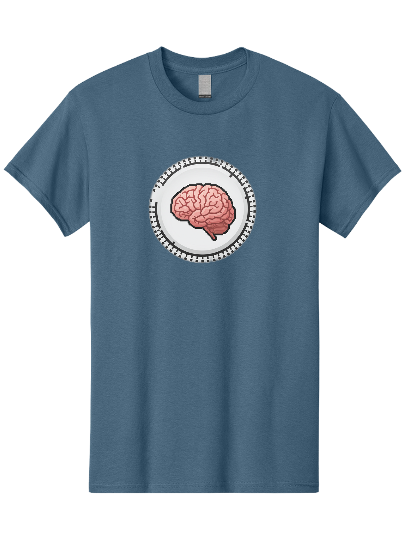 Brain-Puzzle-Piece Men'S Graphic Tee, 100% Cotton, Comfortable Casual Summer Wear, Machine Washable, Human Brain Illustration, Digital Art, Cognitive Function, Neuroscience, Puzzle Piece, Pink And White Colors, Black Outline Baa212