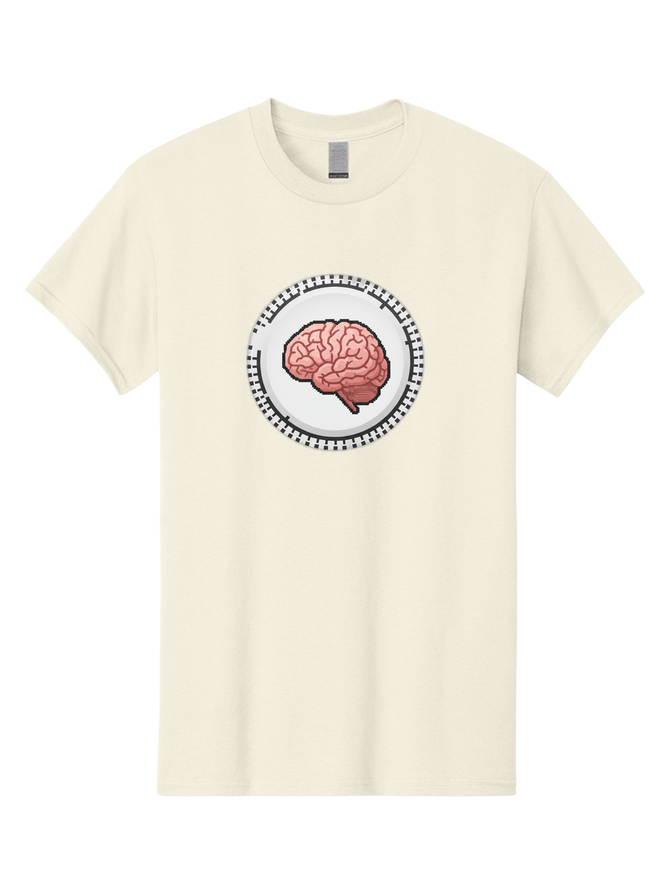 Brain-Puzzle-Piece Men'S Graphic Tee, 100% Cotton, Comfortable Casual Summer Wear, Machine Washable, Human Brain Illustration, Digital Art, Cognitive Function, Neuroscience, Puzzle Piece, Pink And White Colors, Black Outline Baa212