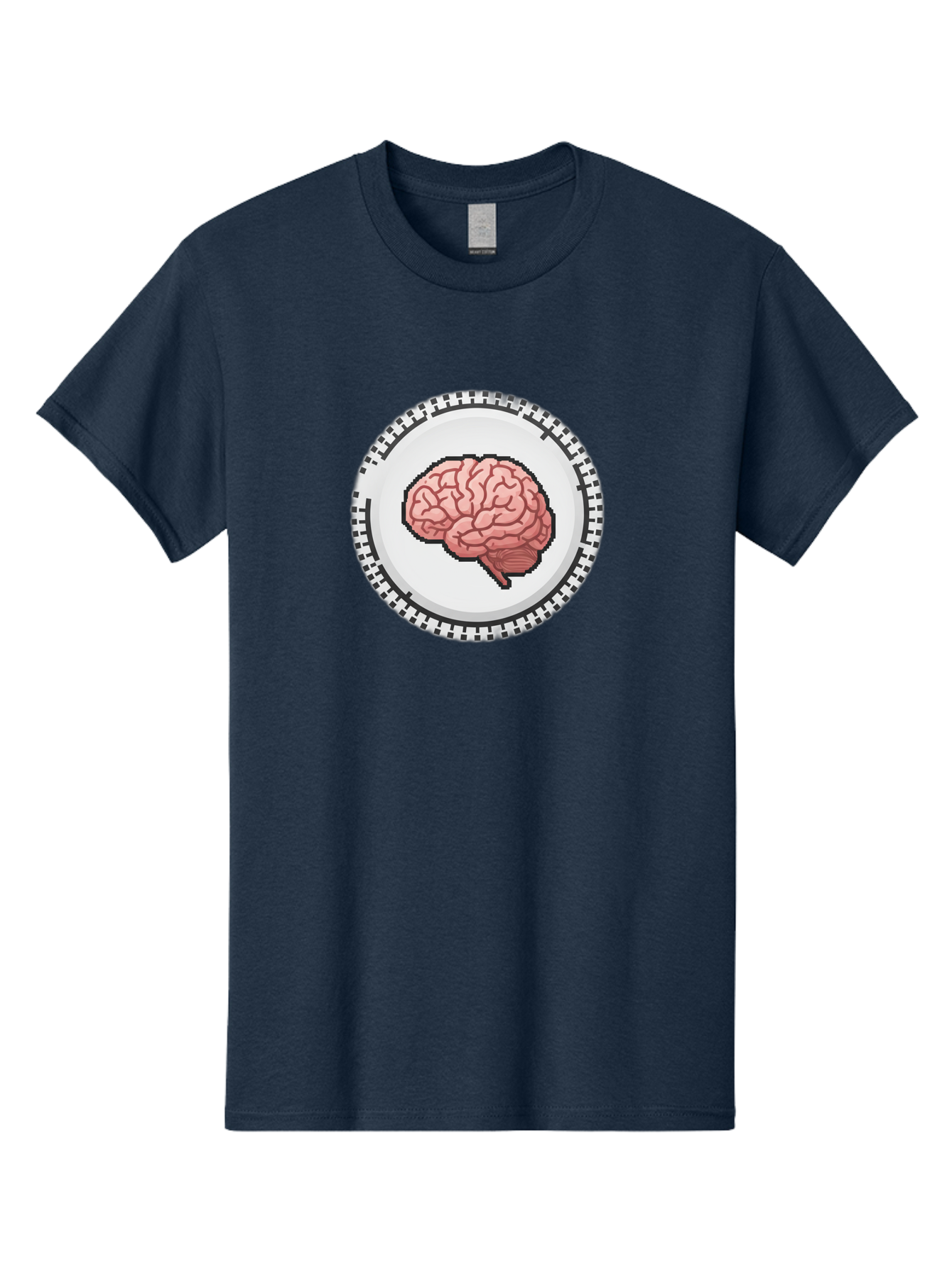Brain-Puzzle-Piece Men'S Graphic Tee, 100% Cotton, Comfortable Casual Summer Wear, Machine Washable, Human Brain Illustration, Digital Art, Cognitive Function, Neuroscience, Puzzle Piece, Pink And White Colors, Black Outline Baa212