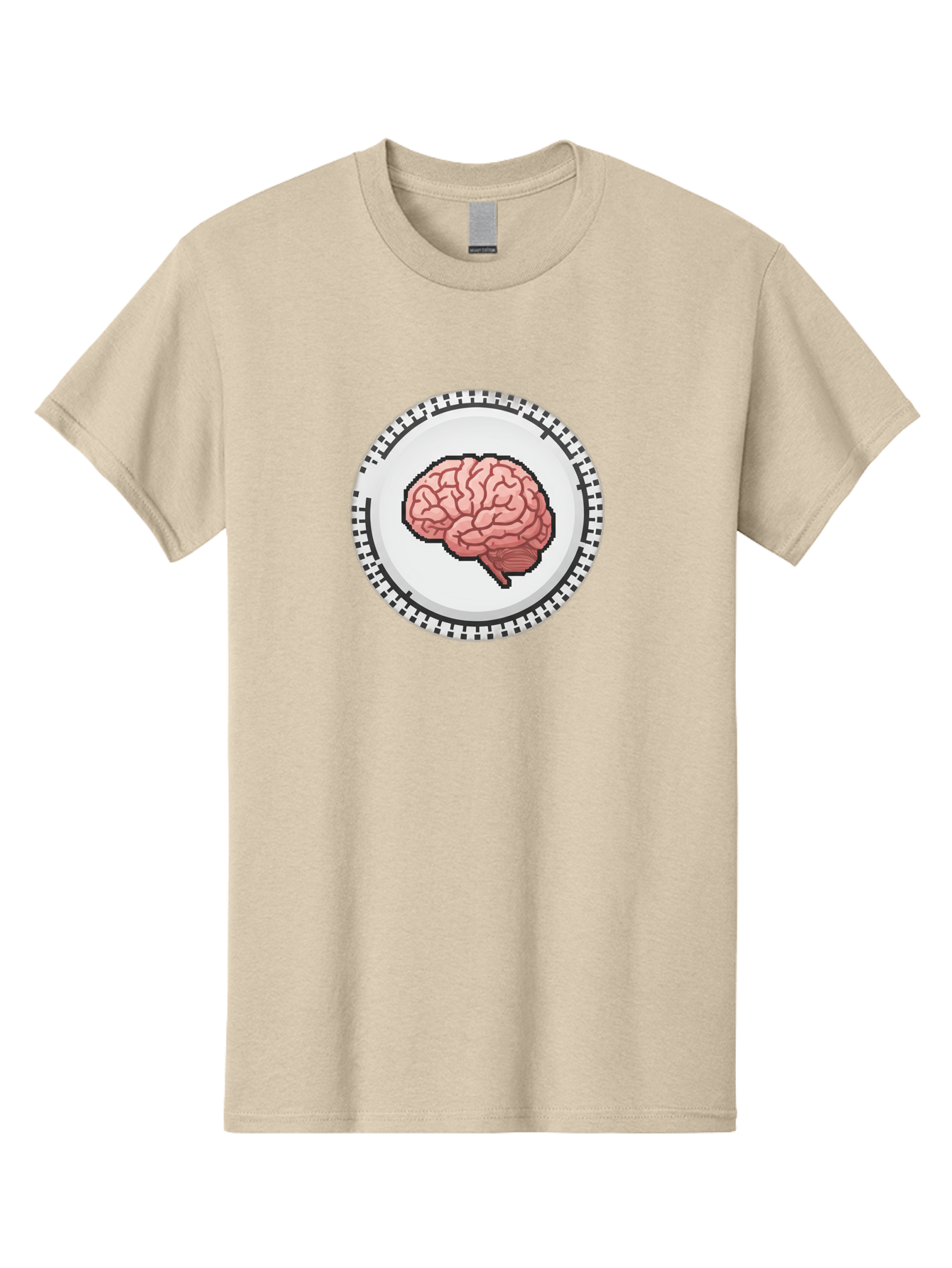 Brain-Puzzle-Piece Men'S Graphic Tee, 100% Cotton, Comfortable Casual Summer Wear, Machine Washable, Human Brain Illustration, Digital Art, Cognitive Function, Neuroscience, Puzzle Piece, Pink And White Colors, Black Outline Baa212