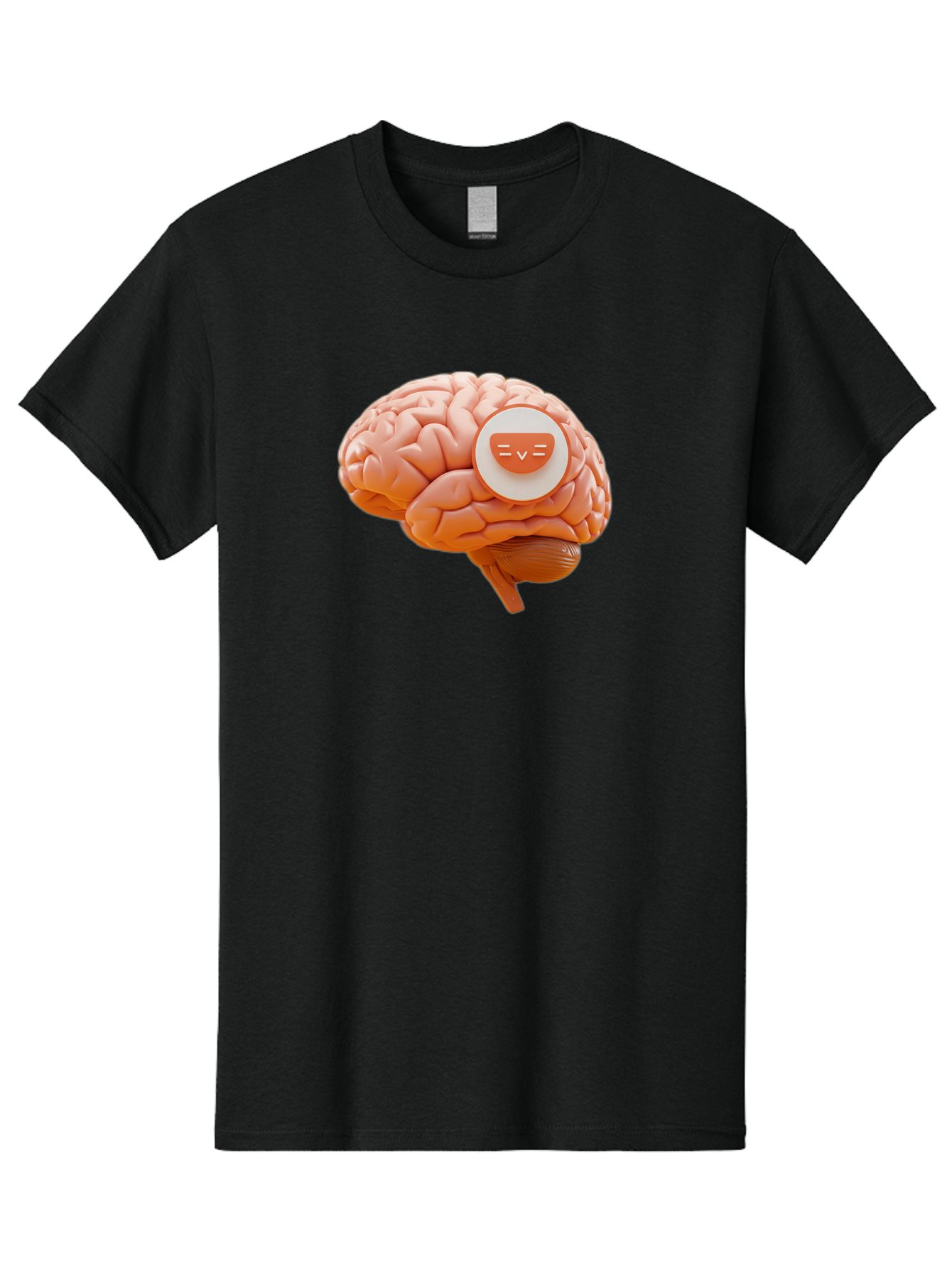 Brain-With-Emoji Men'S Graphic Tee, 100% Cotton, Comfortable Casual Summer Wear, Machine Washable, Human Brain, Smiley Face, Emoticon, Facial Expression, Happiness, 3D Rendering, Digital Art, Creative Design, Brain Illustration, Cute Character Baa214