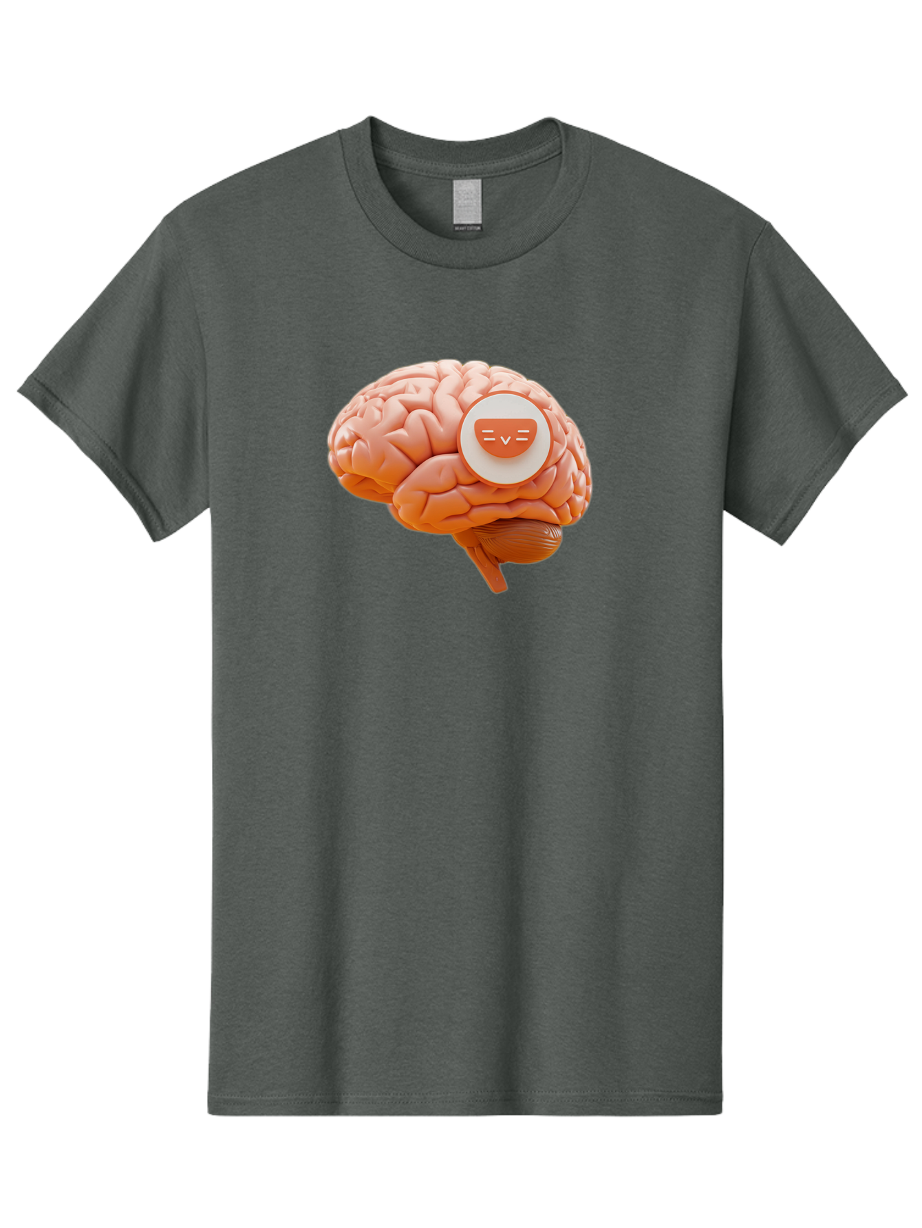 Brain-With-Emoji Men'S Graphic Tee, 100% Cotton, Comfortable Casual Summer Wear, Machine Washable, Human Brain, Smiley Face, Emoticon, Facial Expression, Happiness, 3D Rendering, Digital Art, Creative Design, Brain Illustration, Cute Character Baa214