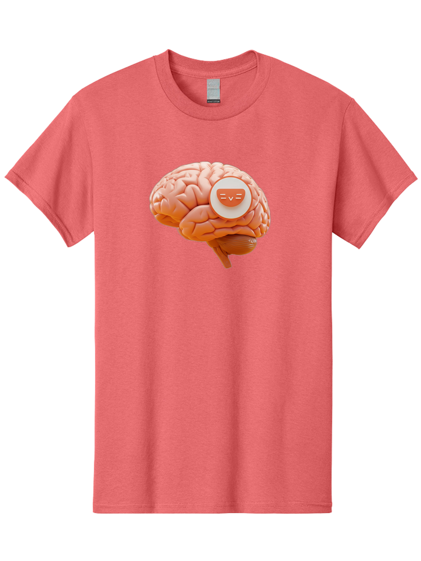Brain-With-Emoji Men'S Graphic Tee, 100% Cotton, Comfortable Casual Summer Wear, Machine Washable, Human Brain, Smiley Face, Emoticon, Facial Expression, Happiness, 3D Rendering, Digital Art, Creative Design, Brain Illustration, Cute Character Baa214