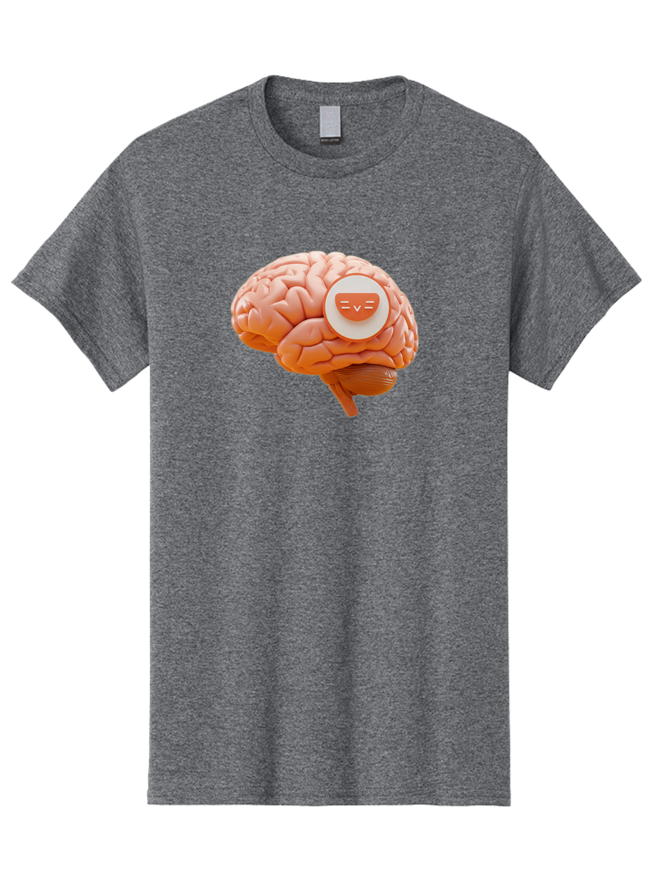 Brain-With-Emoji Men'S Graphic Tee, 100% Cotton, Comfortable Casual Summer Wear, Machine Washable, Human Brain, Smiley Face, Emoticon, Facial Expression, Happiness, 3D Rendering, Digital Art, Creative Design, Brain Illustration, Cute Character Baa214