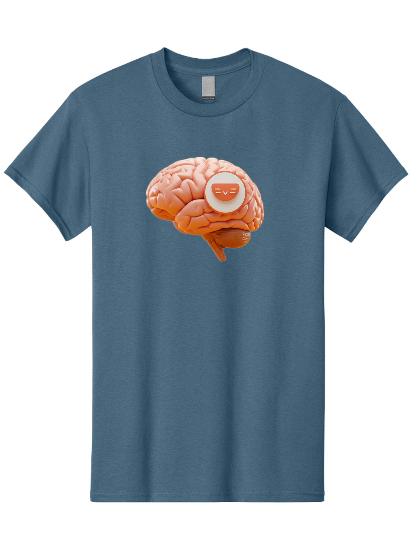 Brain-With-Emoji Men'S Graphic Tee, 100% Cotton, Comfortable Casual Summer Wear, Machine Washable, Human Brain, Smiley Face, Emoticon, Facial Expression, Happiness, 3D Rendering, Digital Art, Creative Design, Brain Illustration, Cute Character Baa214