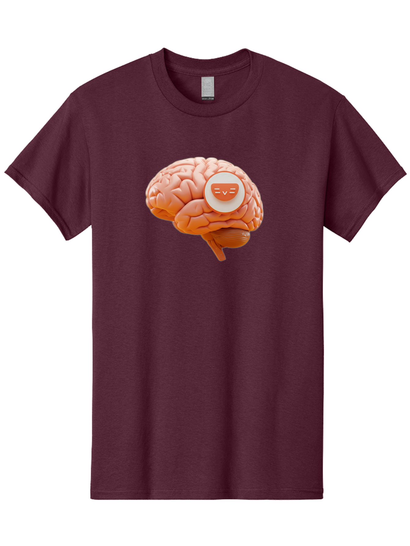 Brain-With-Emoji Men'S Graphic Tee, 100% Cotton, Comfortable Casual Summer Wear, Machine Washable, Human Brain, Smiley Face, Emoticon, Facial Expression, Happiness, 3D Rendering, Digital Art, Creative Design, Brain Illustration, Cute Character Baa214
