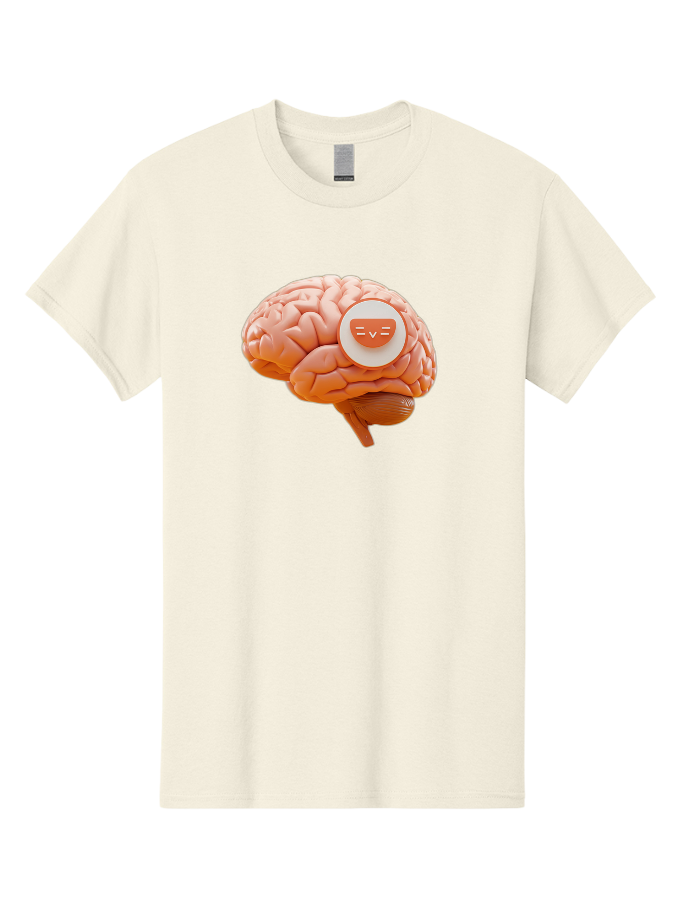 Brain-With-Emoji Men'S Graphic Tee, 100% Cotton, Comfortable Casual Summer Wear, Machine Washable, Human Brain, Smiley Face, Emoticon, Facial Expression, Happiness, 3D Rendering, Digital Art, Creative Design, Brain Illustration, Cute Character Baa214