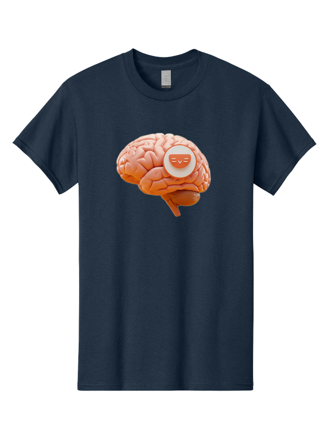 Brain-With-Emoji Men'S Graphic Tee, 100% Cotton, Comfortable Casual Summer Wear, Machine Washable, Human Brain, Smiley Face, Emoticon, Facial Expression, Happiness, 3D Rendering, Digital Art, Creative Design, Brain Illustration, Cute Character Baa214