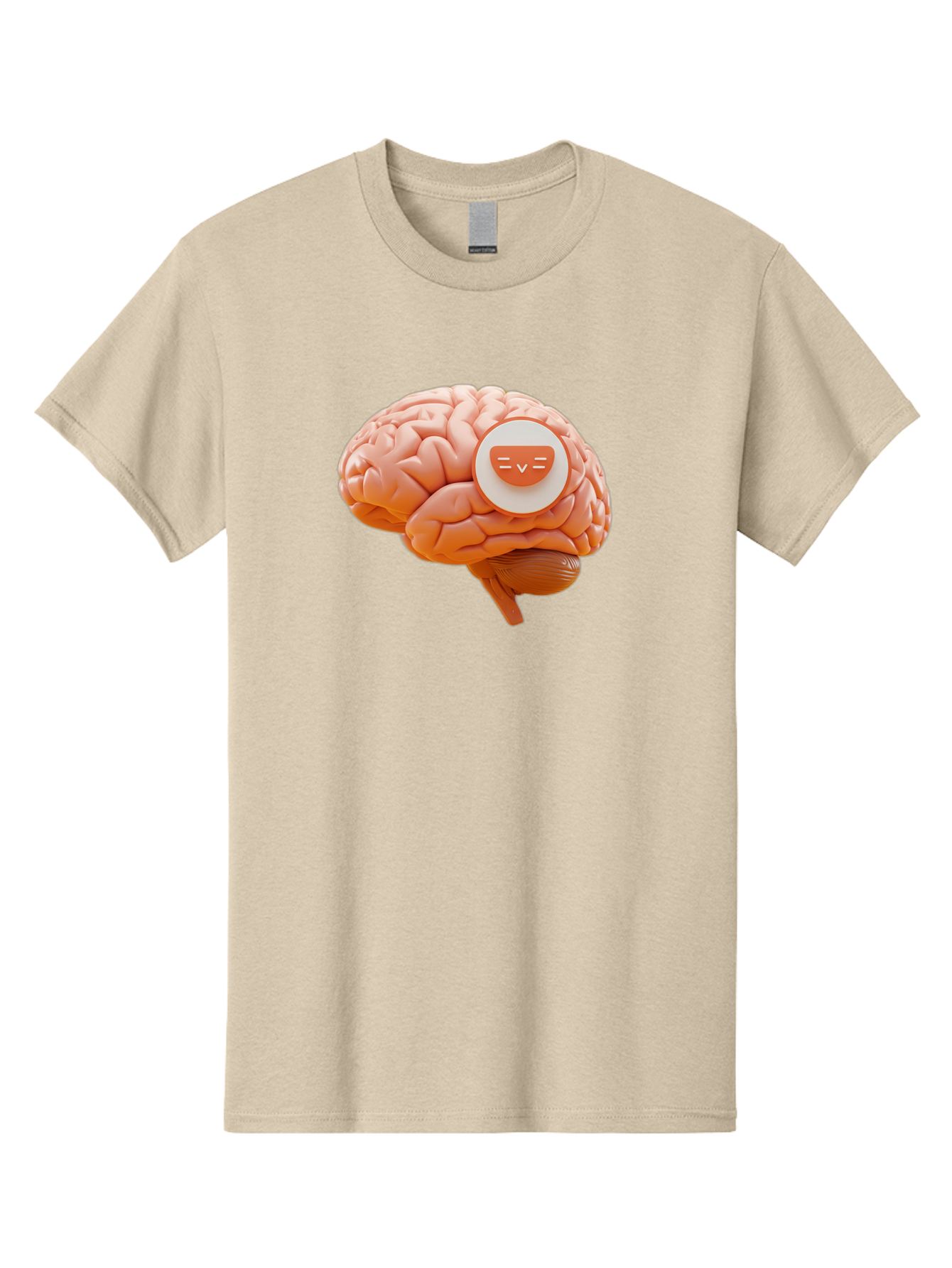 Brain-With-Emoji Men'S Graphic Tee, 100% Cotton, Comfortable Casual Summer Wear, Machine Washable, Human Brain, Smiley Face, Emoticon, Facial Expression, Happiness, 3D Rendering, Digital Art, Creative Design, Brain Illustration, Cute Character Baa214