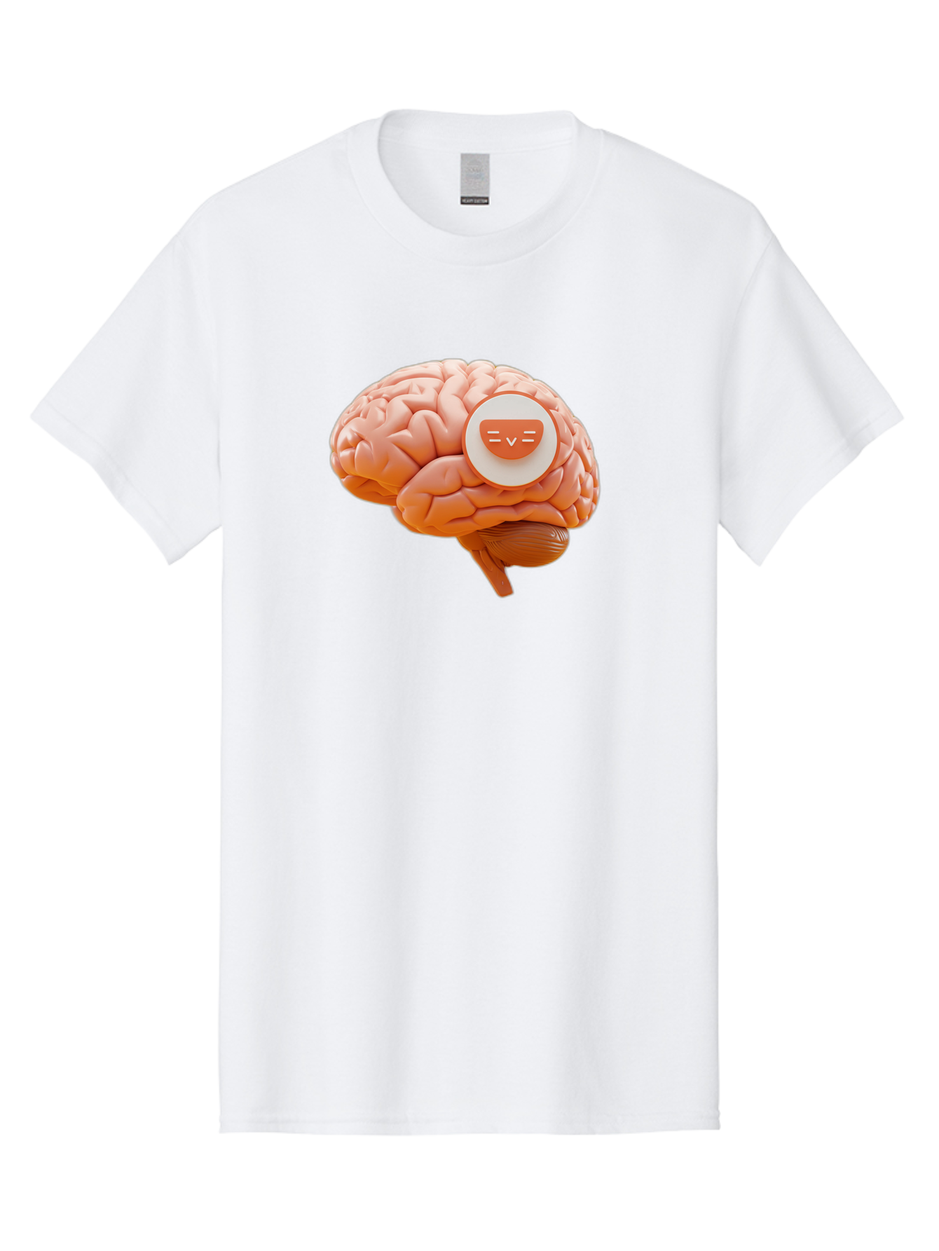 Brain-With-Emoji Men'S Graphic Tee, 100% Cotton, Comfortable Casual Summer Wear, Machine Washable, Human Brain, Smiley Face, Emoticon, Facial Expression, Happiness, 3D Rendering, Digital Art, Creative Design, Brain Illustration, Cute Character Baa214
