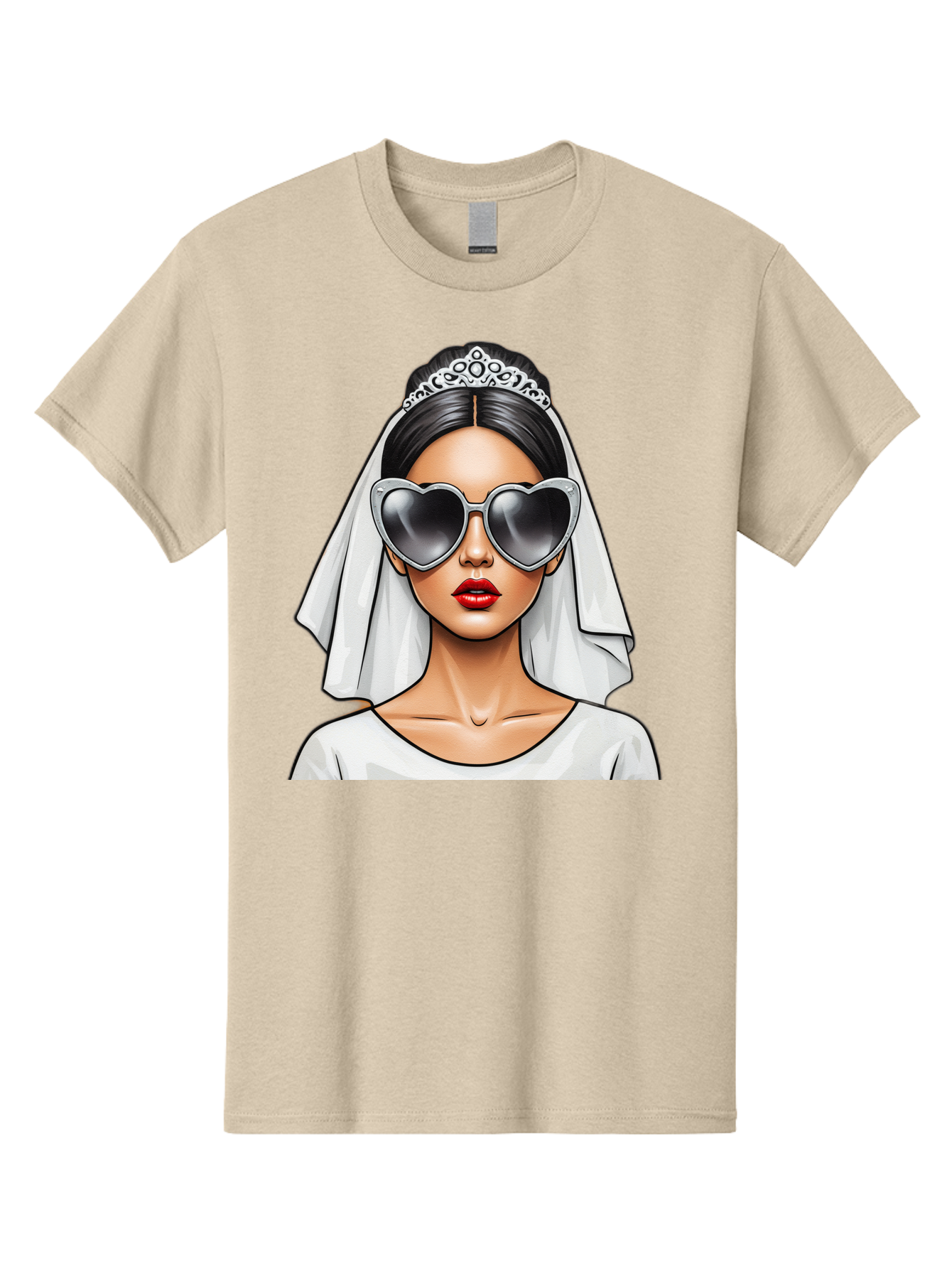Bride-1 Men'S Graphic Tee, 100% Cotton, Comfortable Casual Summer Wear, Machine Washable, Bride Wearing Sunglasses, Heart-Shaped Shades, White Veil, Red Lips, Elegant Style, Fashionable Bride, Modern Wedding Attire, Trendy Accessories Baa218