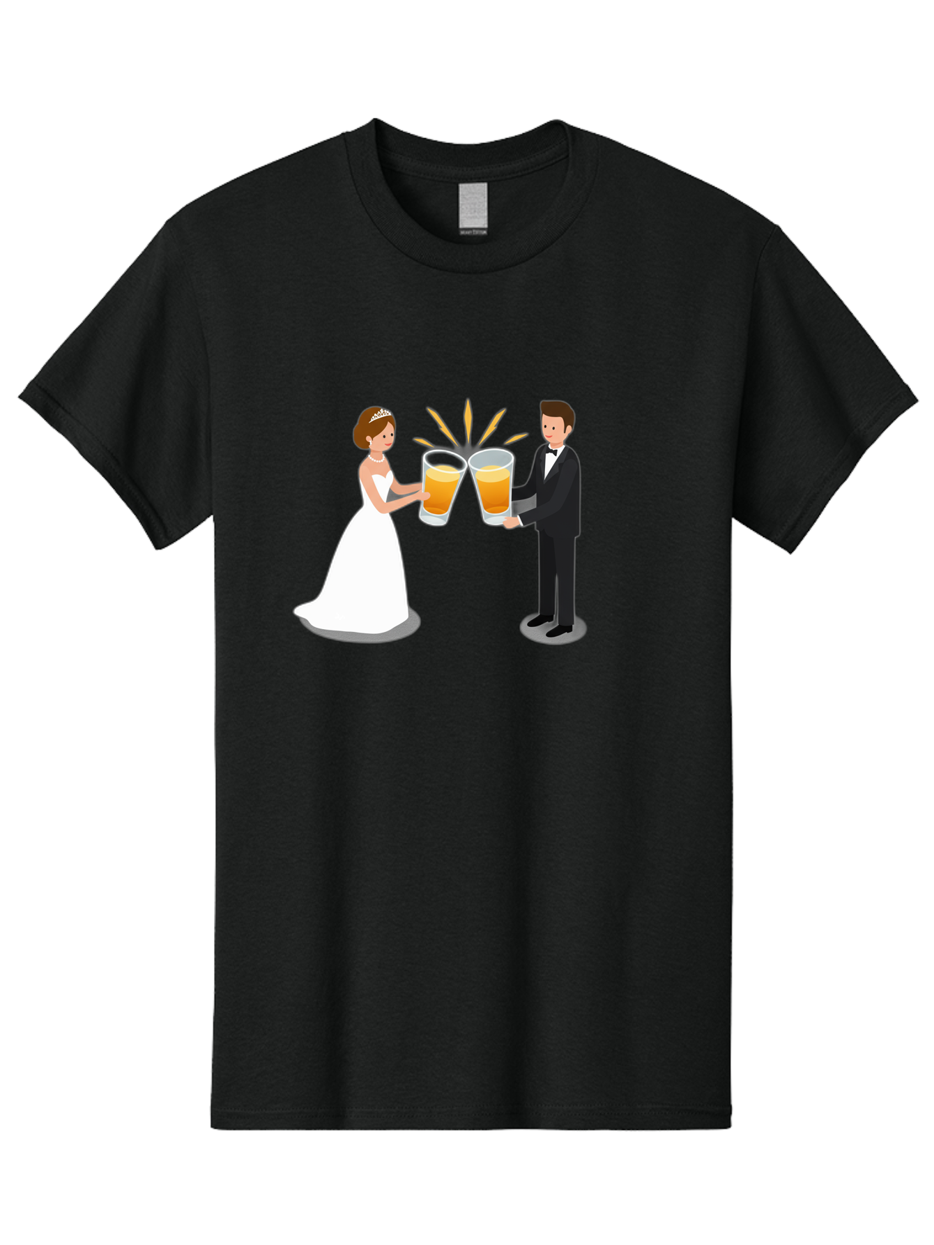 Bride-And-Groom-Cheers-1 Men'S Graphic Tee, 100% Cotton, Comfortable Casual Summer Wear, Machine Washable, Bride And Groom Toasting, Wedding Celebration, Beer Cheers, Love And Happiness, Newlyweds, Couple Goals, Marriage Bliss, Toast To Love, Baa219