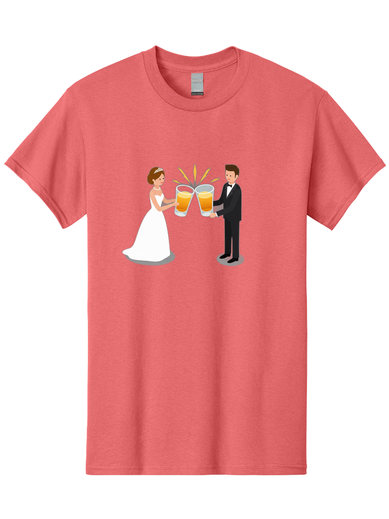 Bride-And-Groom-Cheers-1 Men'S Graphic Tee, 100% Cotton, Comfortable Casual Summer Wear, Machine Washable, Bride And Groom Toasting, Wedding Celebration, Beer Cheers, Love And Happiness, Newlyweds, Couple Goals, Marriage Bliss, Toast To Love, Baa219