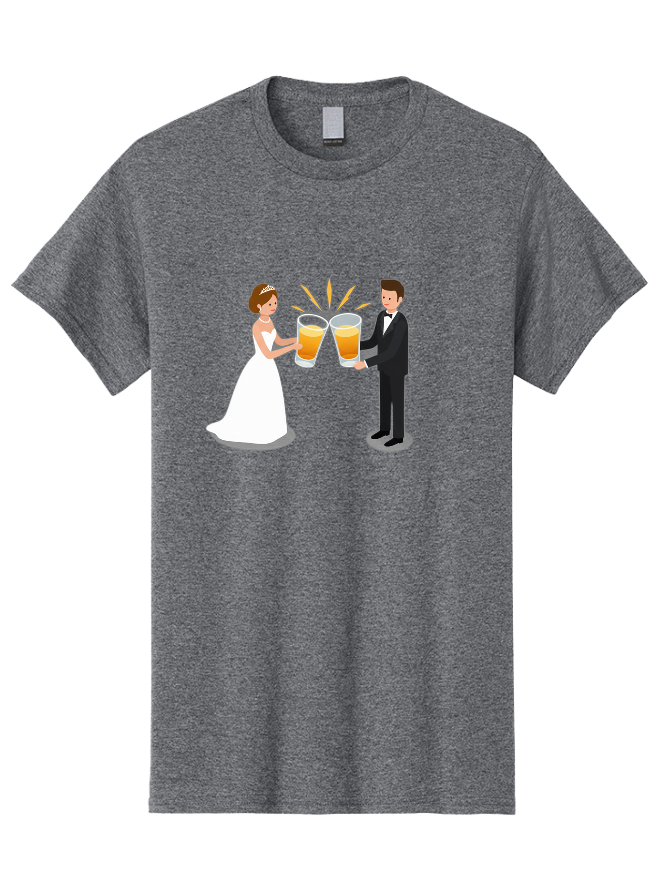 Bride-And-Groom-Cheers-1 Men'S Graphic Tee, 100% Cotton, Comfortable Casual Summer Wear, Machine Washable, Bride And Groom Toasting, Wedding Celebration, Beer Cheers, Love And Happiness, Newlyweds, Couple Goals, Marriage Bliss, Toast To Love, Baa219