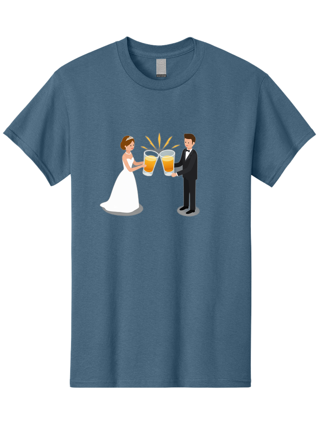 Bride-And-Groom-Cheers-1 Men'S Graphic Tee, 100% Cotton, Comfortable Casual Summer Wear, Machine Washable, Bride And Groom Toasting, Wedding Celebration, Beer Cheers, Love And Happiness, Newlyweds, Couple Goals, Marriage Bliss, Toast To Love, Baa219