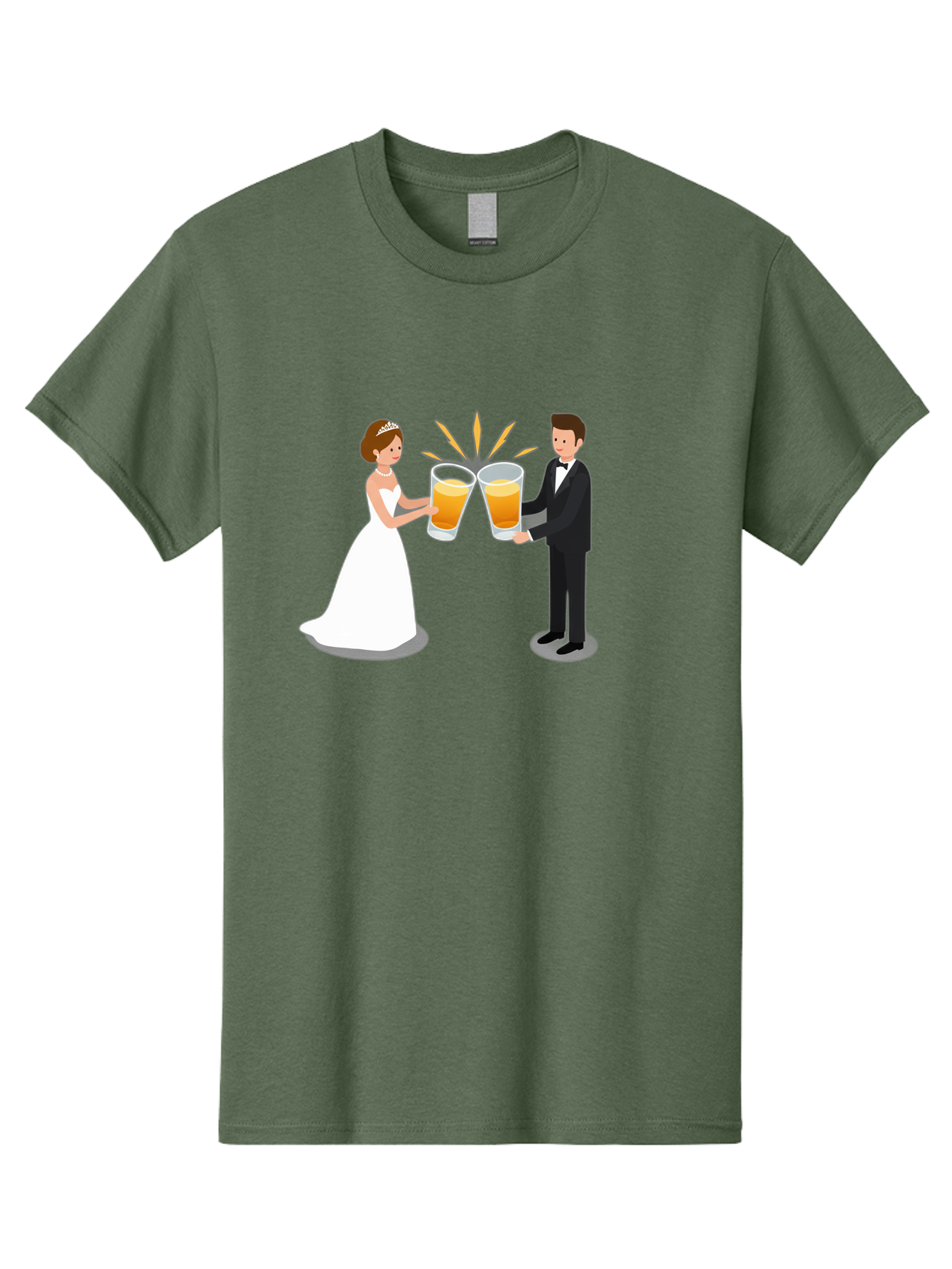 Bride-And-Groom-Cheers-1 Men'S Graphic Tee, 100% Cotton, Comfortable Casual Summer Wear, Machine Washable, Bride And Groom Toasting, Wedding Celebration, Beer Cheers, Love And Happiness, Newlyweds, Couple Goals, Marriage Bliss, Toast To Love, Baa219