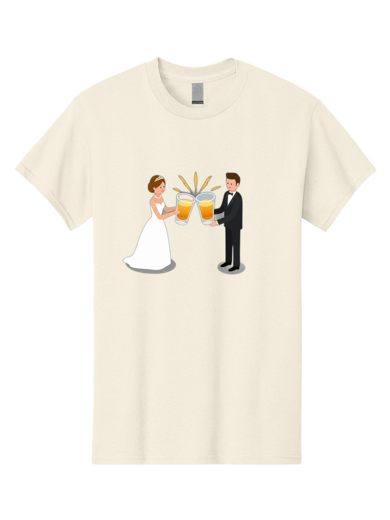 Bride-And-Groom-Cheers-1 Men'S Graphic Tee, 100% Cotton, Comfortable Casual Summer Wear, Machine Washable, Bride And Groom Toasting, Wedding Celebration, Beer Cheers, Love And Happiness, Newlyweds, Couple Goals, Marriage Bliss, Toast To Love, Baa219