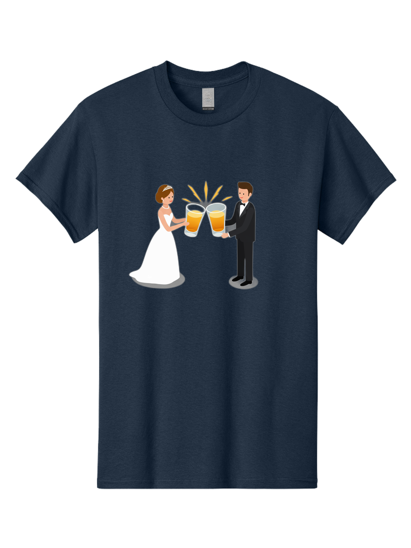 Bride-And-Groom-Cheers-1 Men'S Graphic Tee, 100% Cotton, Comfortable Casual Summer Wear, Machine Washable, Bride And Groom Toasting, Wedding Celebration, Beer Cheers, Love And Happiness, Newlyweds, Couple Goals, Marriage Bliss, Toast To Love, Baa219