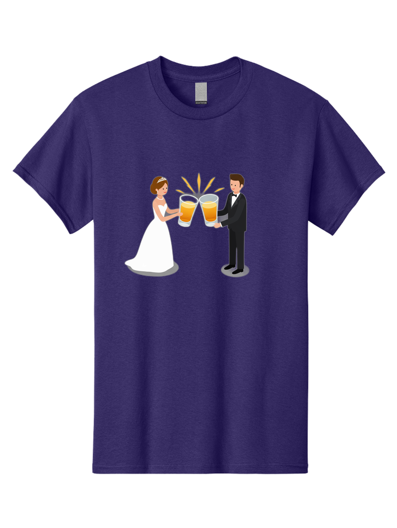Bride-And-Groom-Cheers-1 Men'S Graphic Tee, 100% Cotton, Comfortable Casual Summer Wear, Machine Washable, Bride And Groom Toasting, Wedding Celebration, Beer Cheers, Love And Happiness, Newlyweds, Couple Goals, Marriage Bliss, Toast To Love, Baa219
