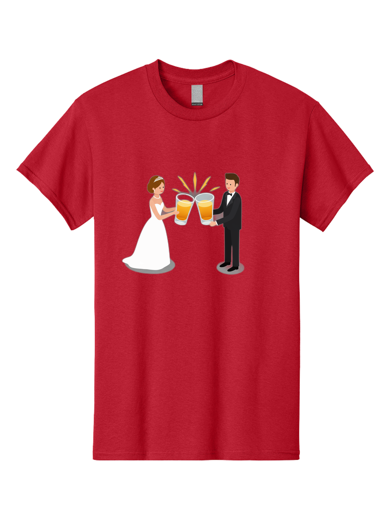 Bride-And-Groom-Cheers-1 Men'S Graphic Tee, 100% Cotton, Comfortable Casual Summer Wear, Machine Washable, Bride And Groom Toasting, Wedding Celebration, Beer Cheers, Love And Happiness, Newlyweds, Couple Goals, Marriage Bliss, Toast To Love, Baa219