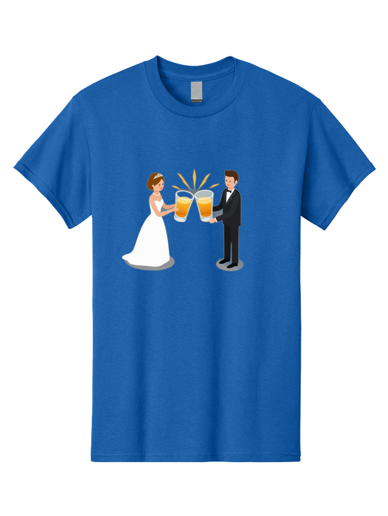 Bride-And-Groom-Cheers-1 Men'S Graphic Tee, 100% Cotton, Comfortable Casual Summer Wear, Machine Washable, Bride And Groom Toasting, Wedding Celebration, Beer Cheers, Love And Happiness, Newlyweds, Couple Goals, Marriage Bliss, Toast To Love, Baa219