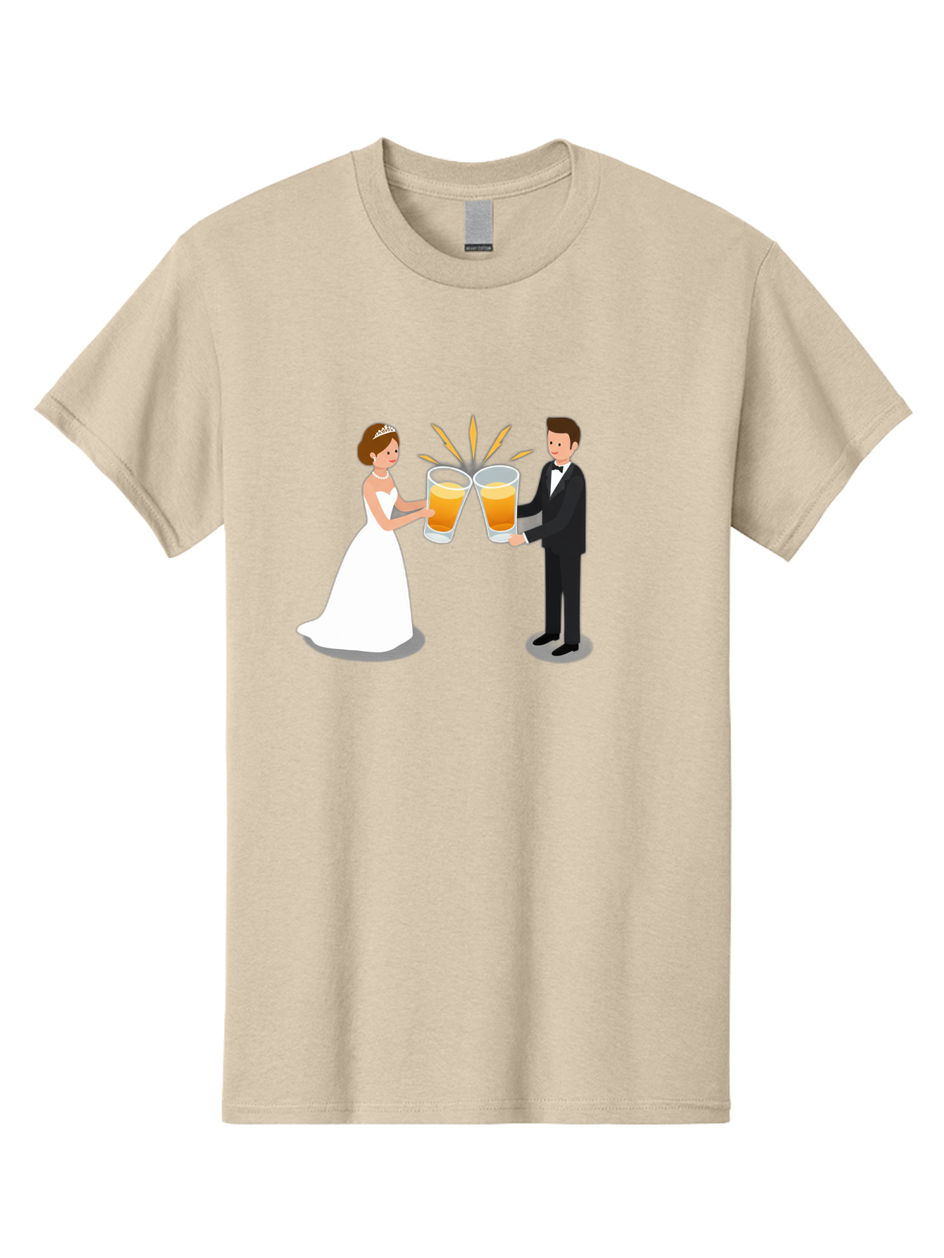 Bride-And-Groom-Cheers-1 Men'S Graphic Tee, 100% Cotton, Comfortable Casual Summer Wear, Machine Washable, Bride And Groom Toasting, Wedding Celebration, Beer Cheers, Love And Happiness, Newlyweds, Couple Goals, Marriage Bliss, Toast To Love, Baa219