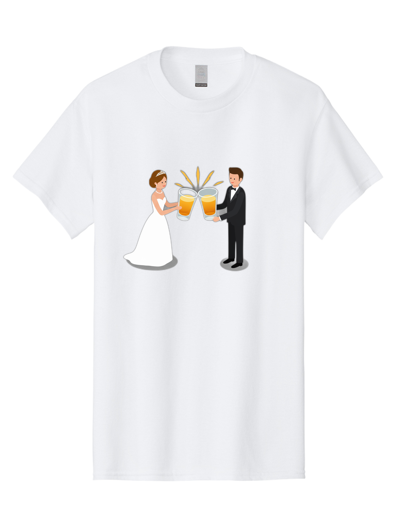 Bride-And-Groom-Cheers-1 Men'S Graphic Tee, 100% Cotton, Comfortable Casual Summer Wear, Machine Washable, Bride And Groom Toasting, Wedding Celebration, Beer Cheers, Love And Happiness, Newlyweds, Couple Goals, Marriage Bliss, Toast To Love, Baa219